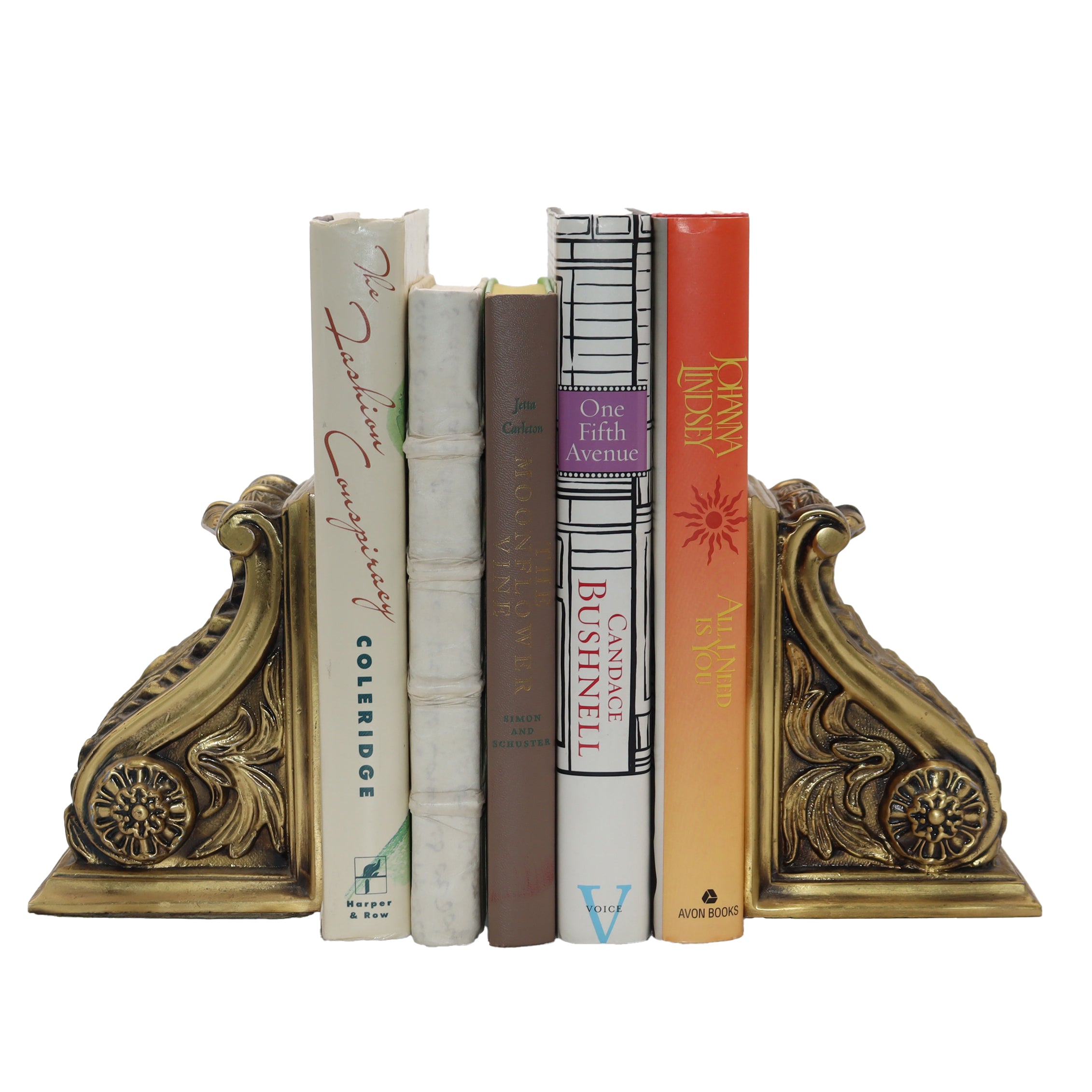 Pair of vintage brass decorative bookends, c. 1960