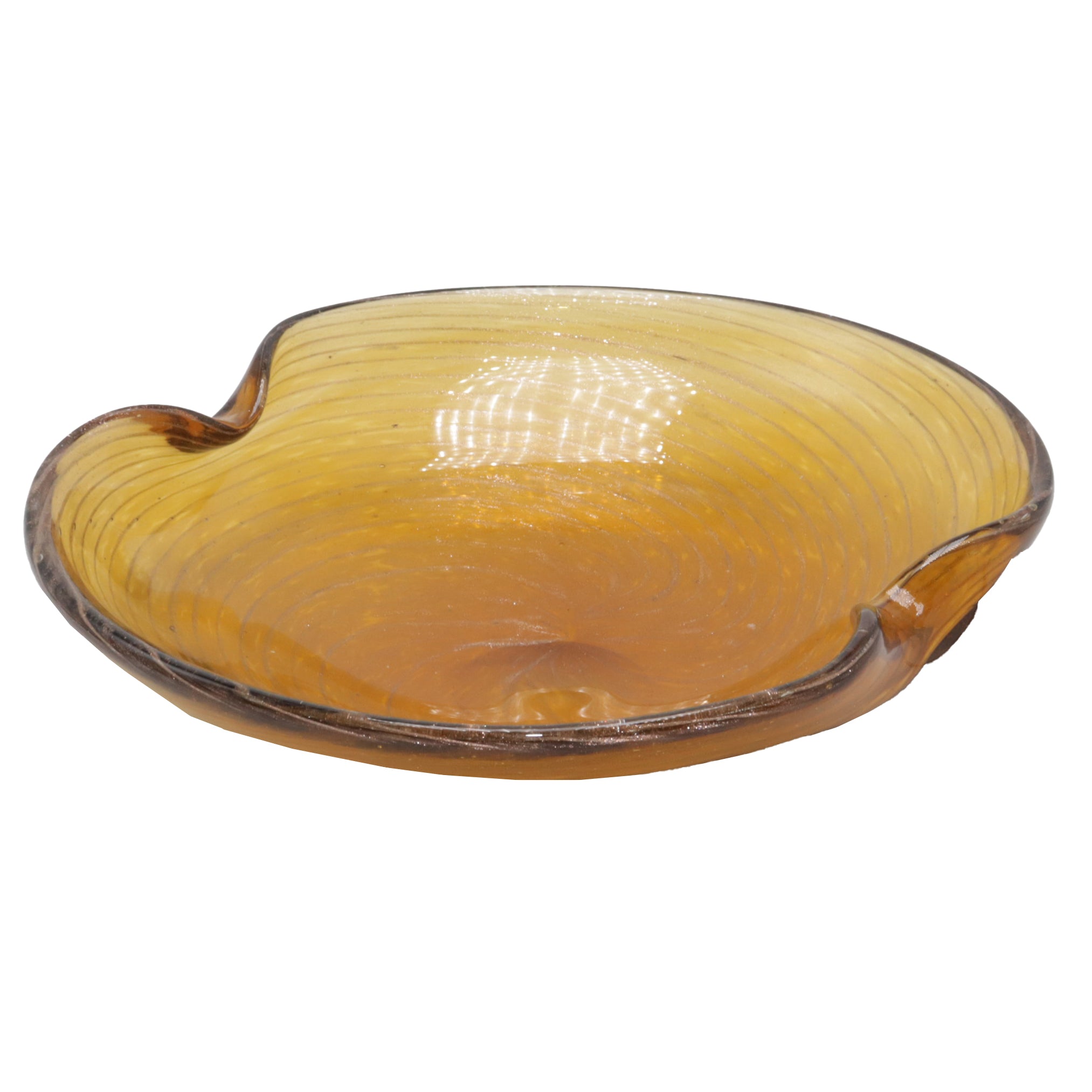 Amber Murano glass bowl with swirl detail, c. 1960