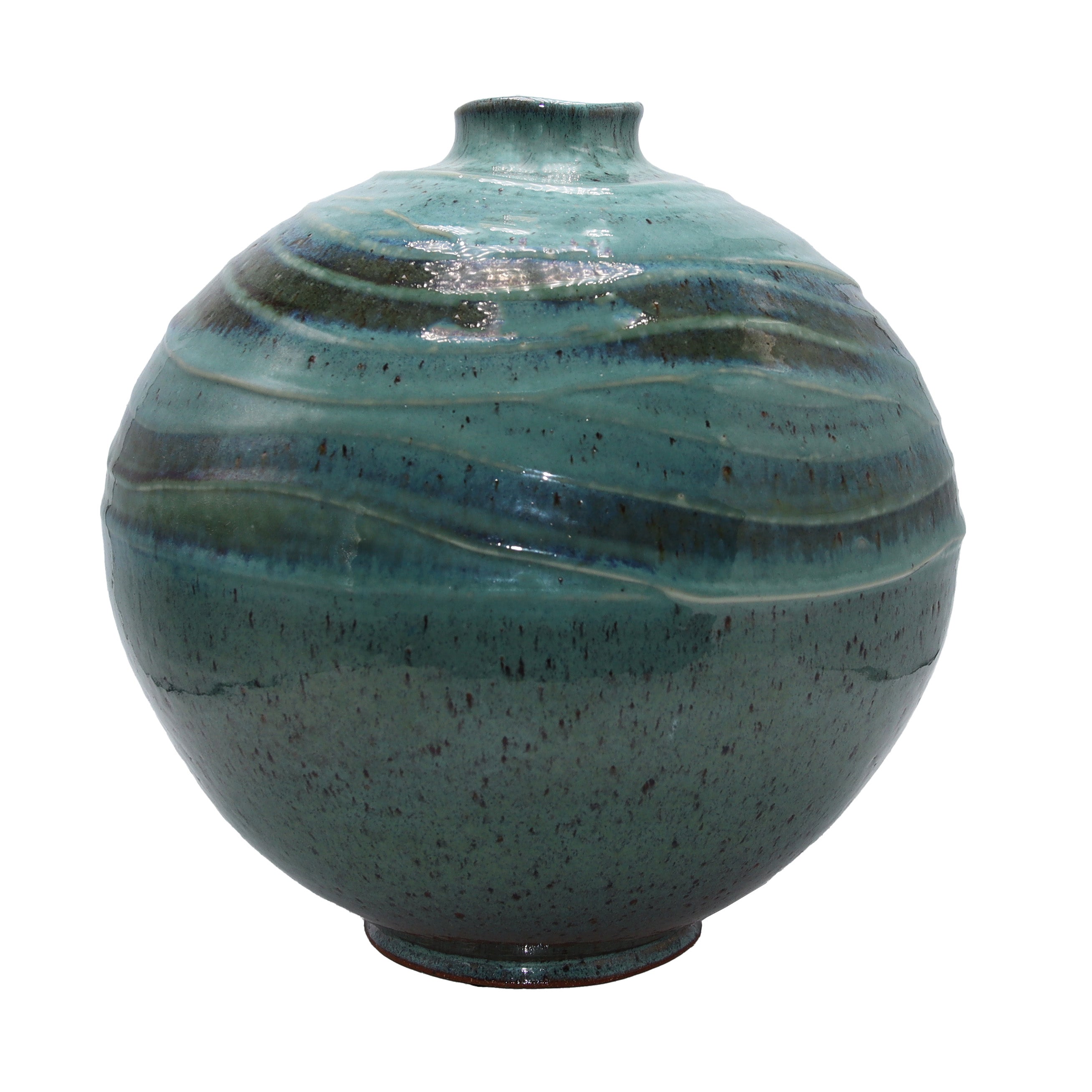 Large turquoise ceramic vase by Frank Massarella, c. 1970