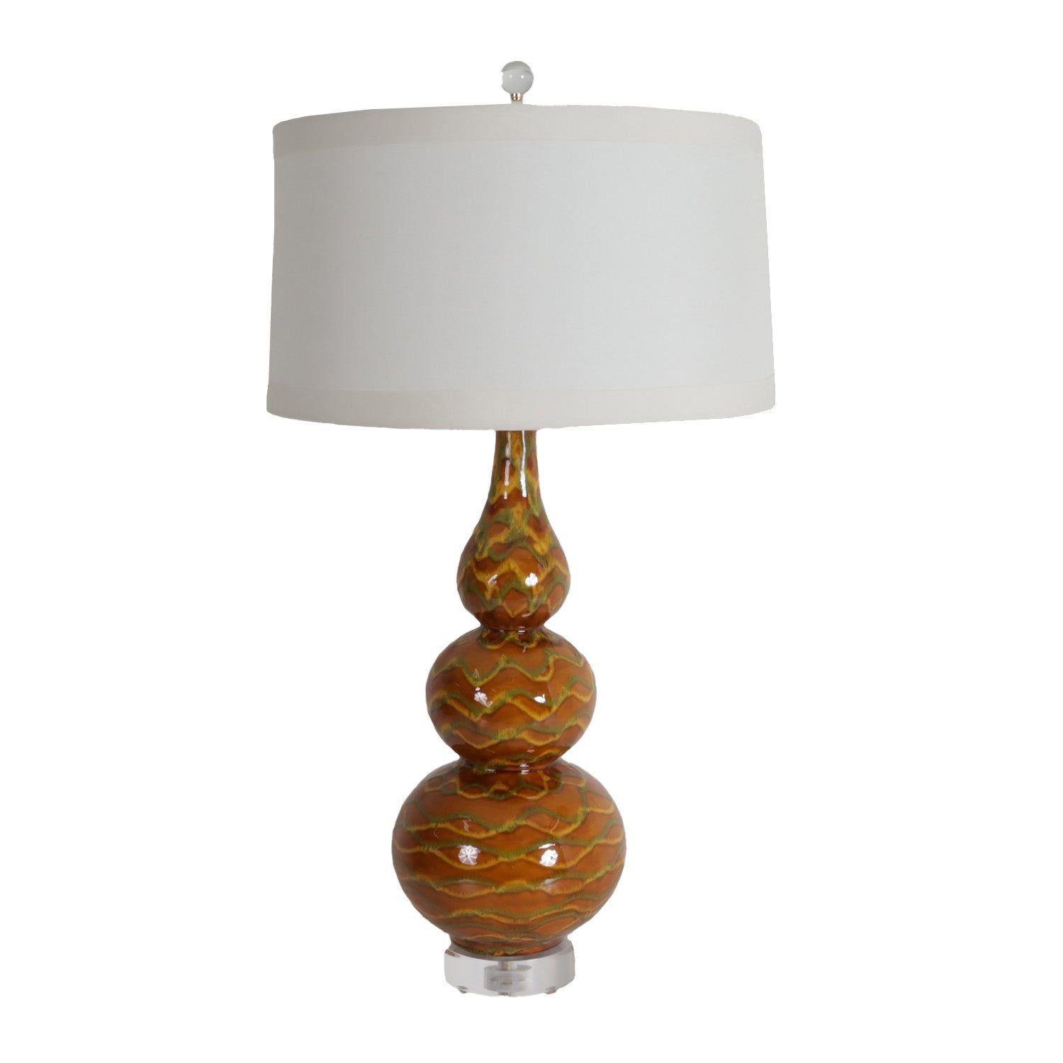 Amber and green ceramic drip glaze lamp, c. 1960