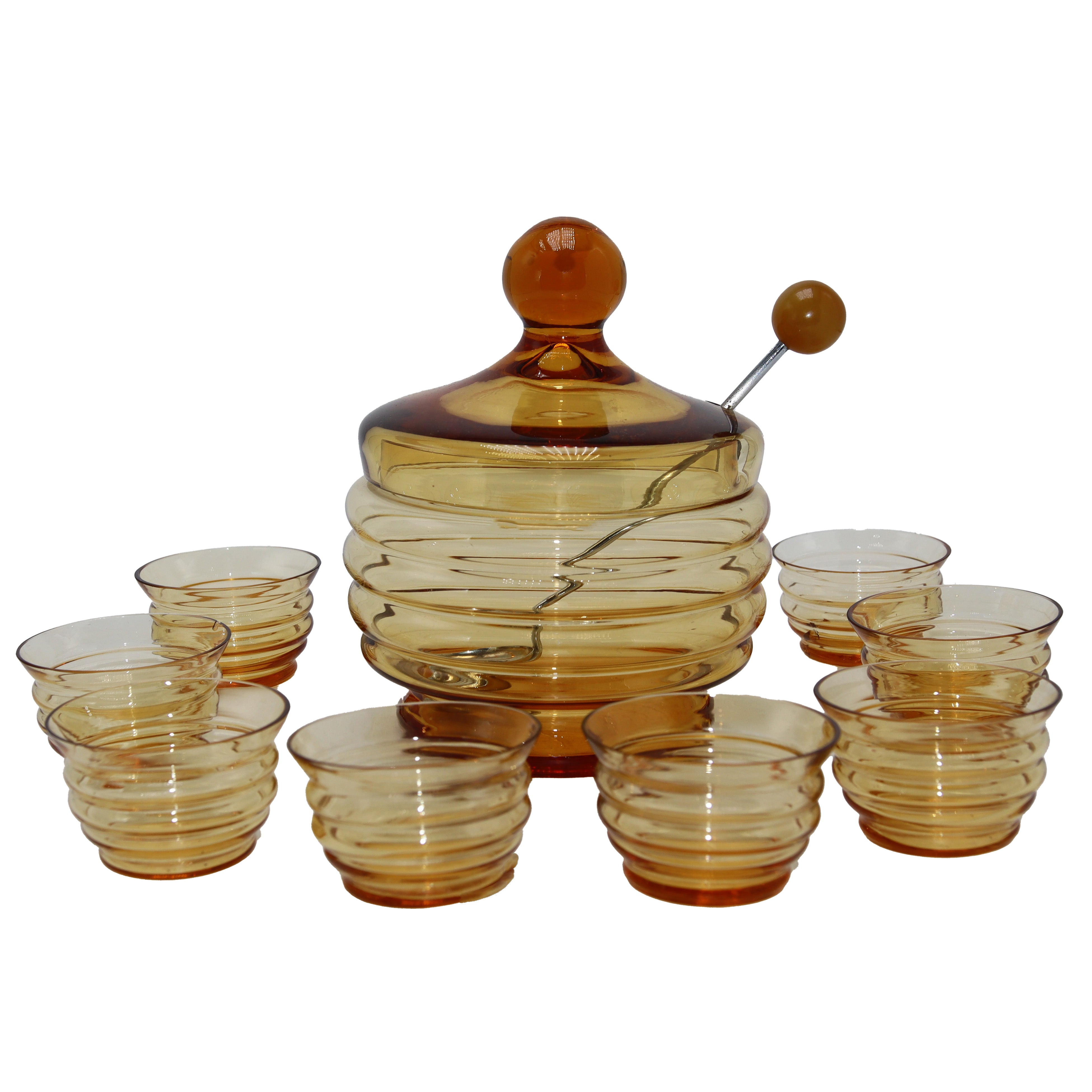 Amber glass punch set, c. 1970