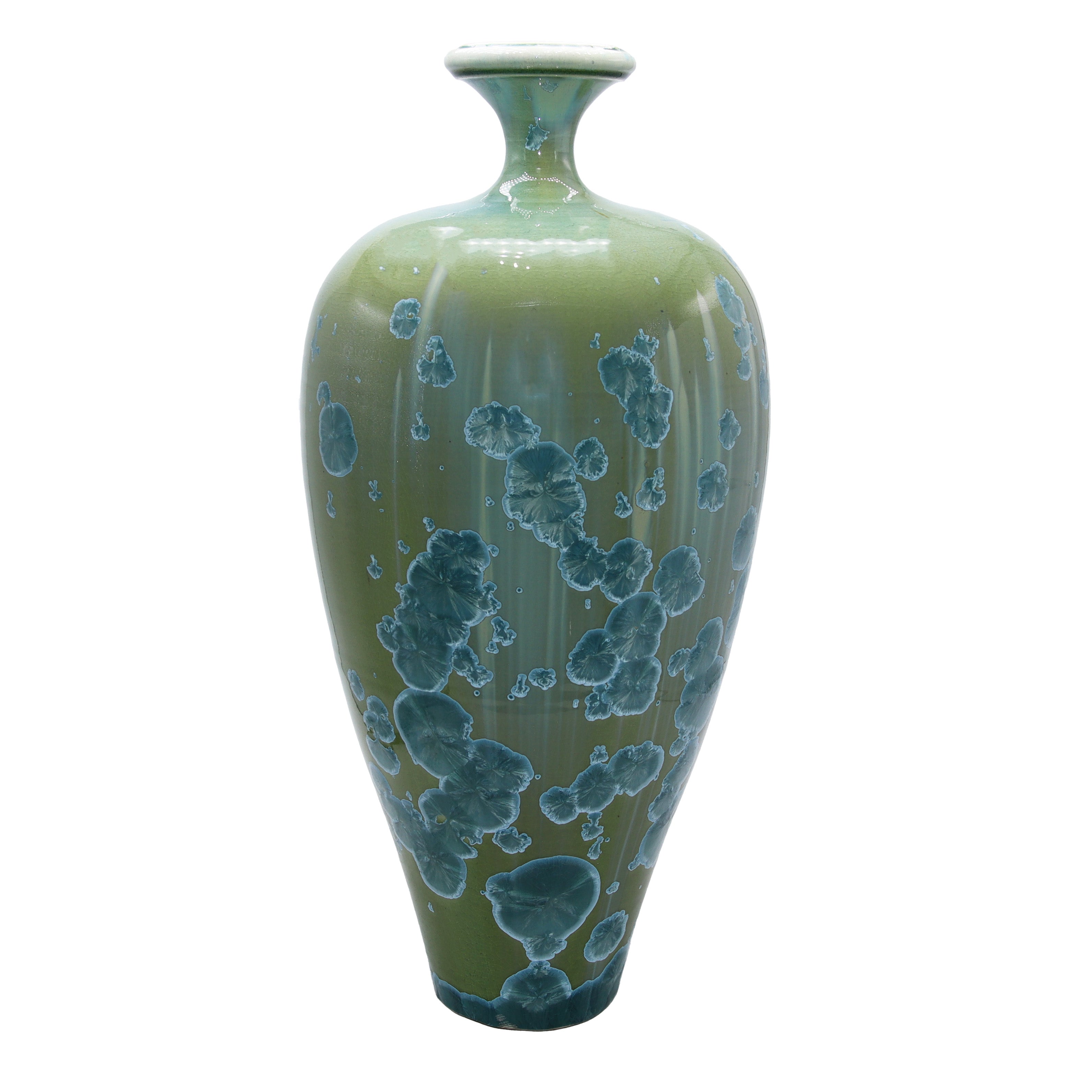 Large turquoise ceramic floor vase by Robert Troost