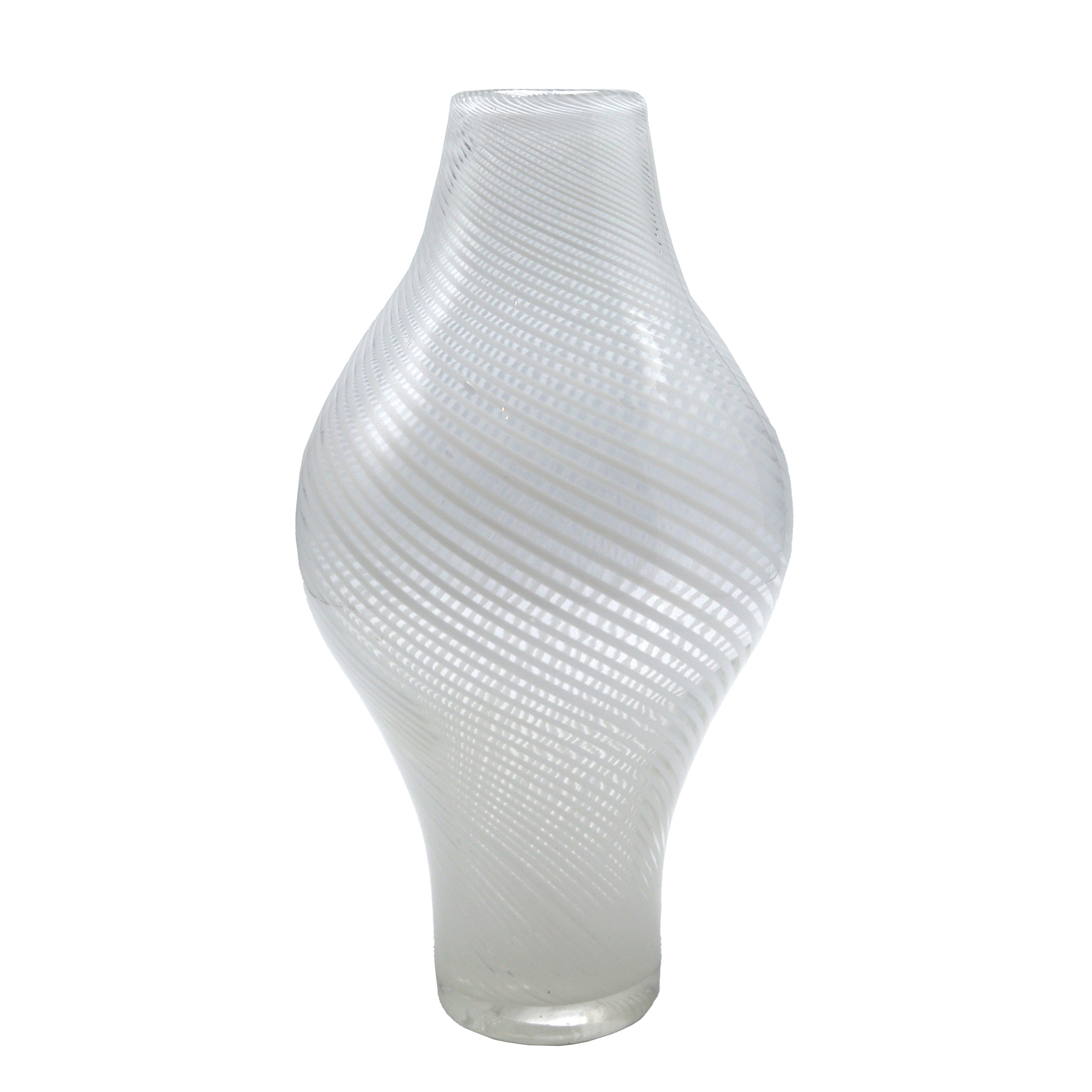 White and clear swirl Murano glass vase, c. 1960