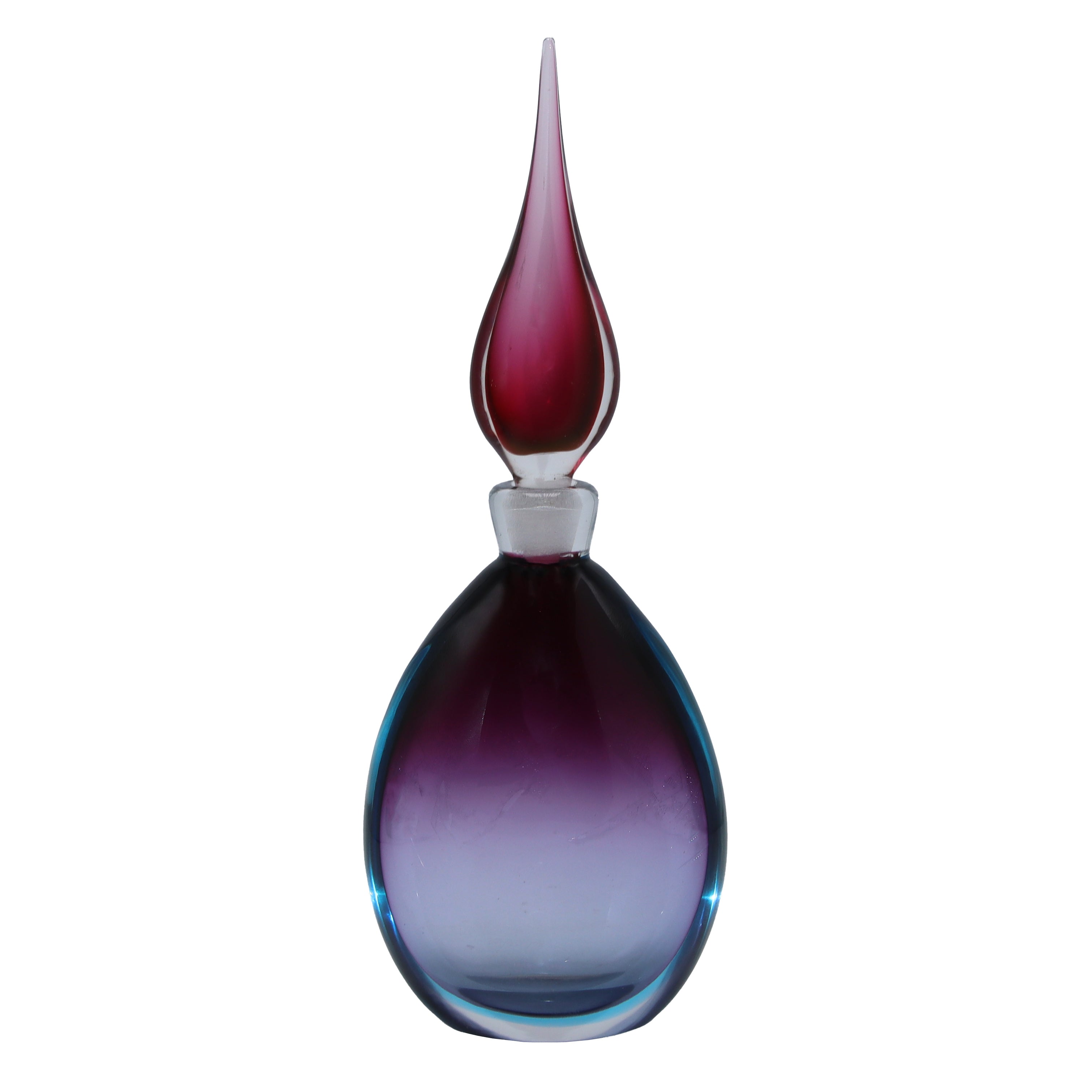 Purple and clear large Murano glass bottle, c. 1950