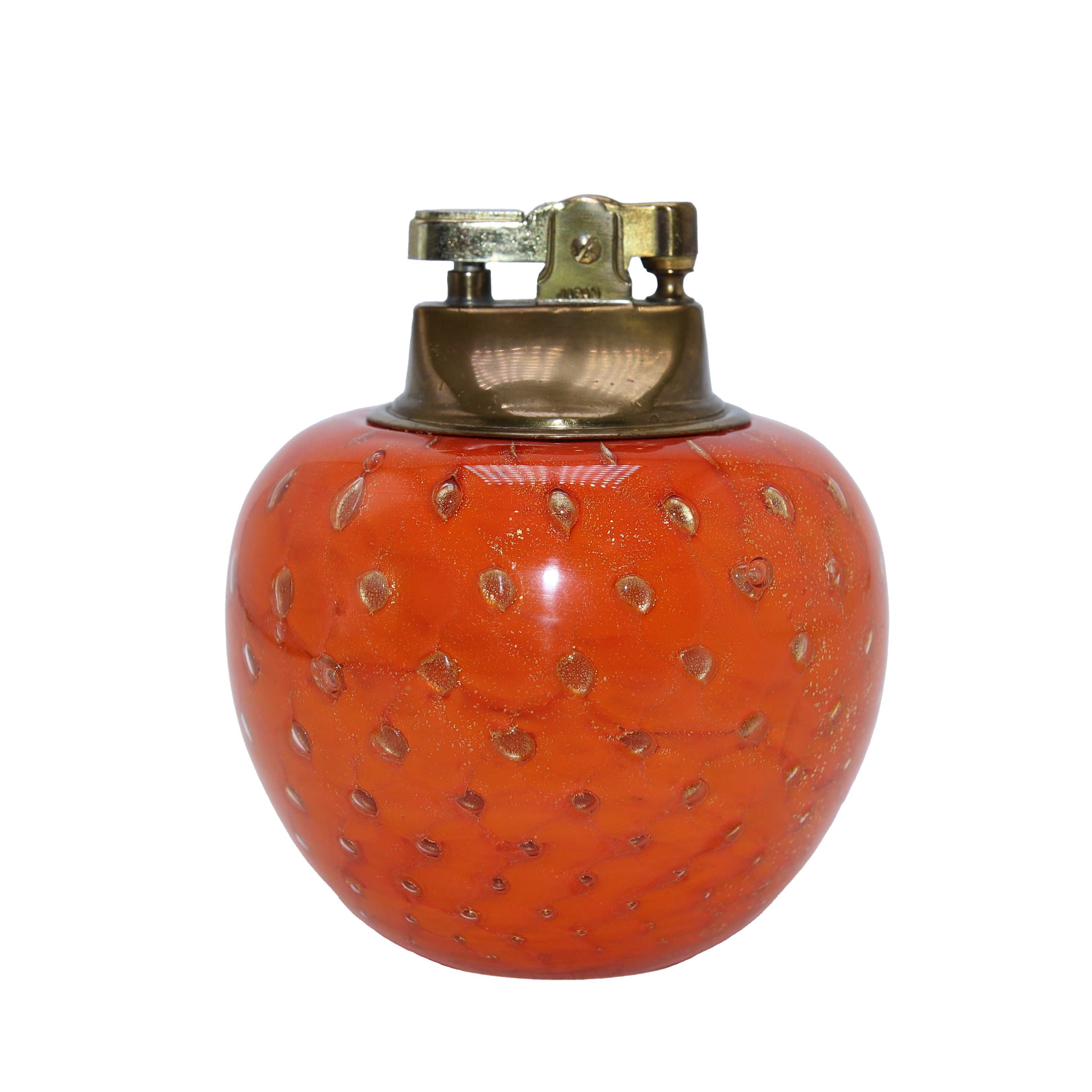 Orange Alfredo Barbini Murano glass lighter, c. 1960