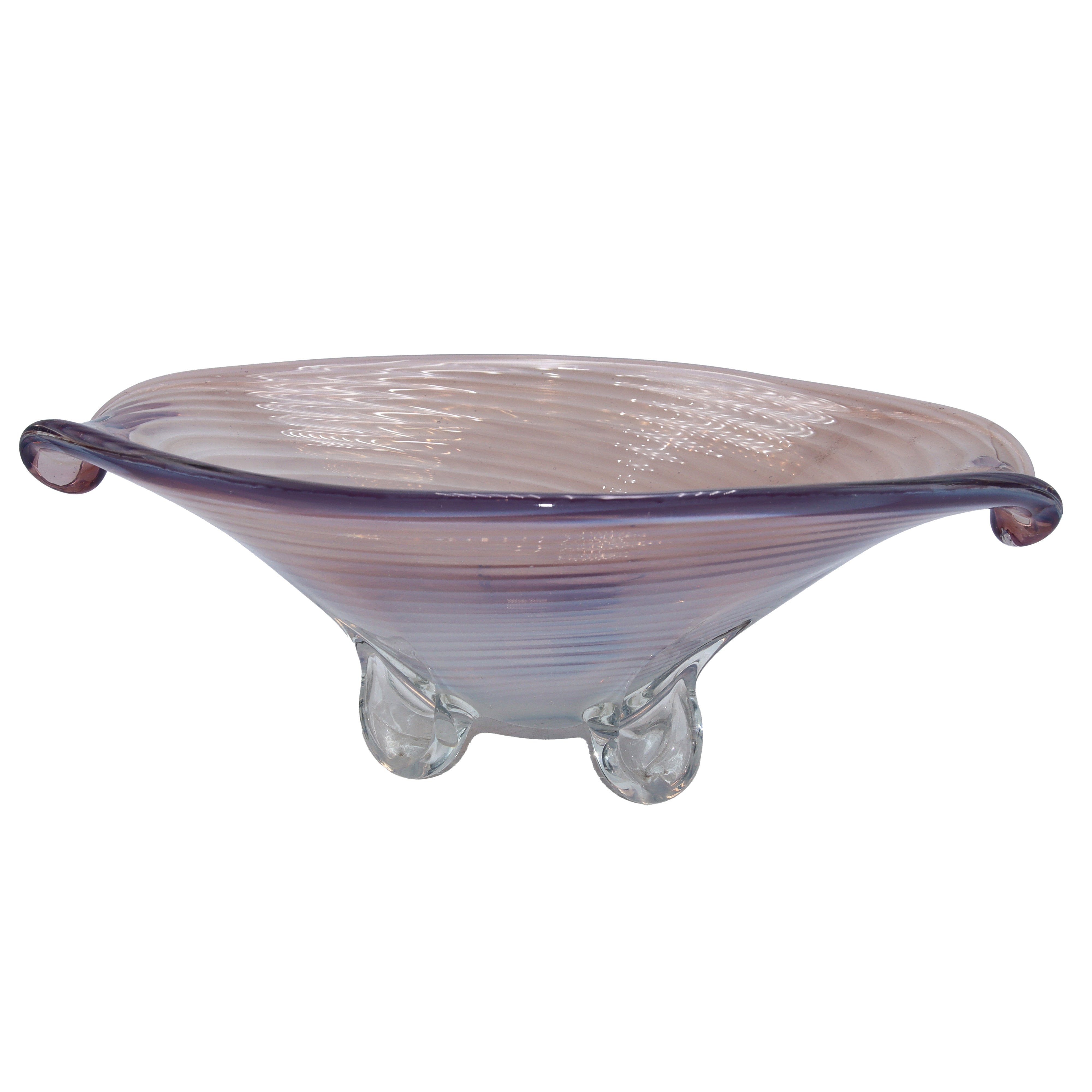 Opalescent Pink Murano glass bowl with swirl detail, c. 1950