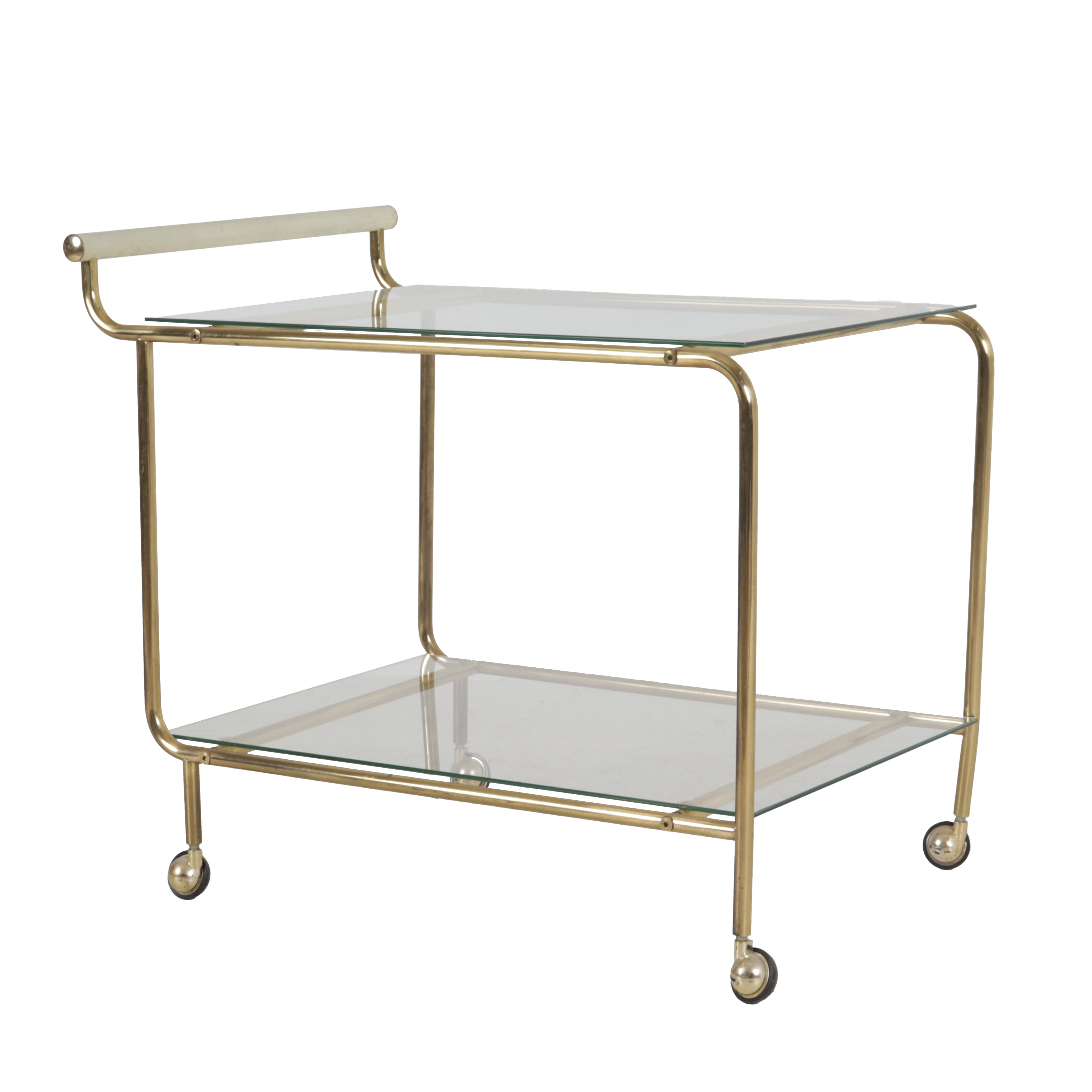 French brass and glass bar cart, c. 1960