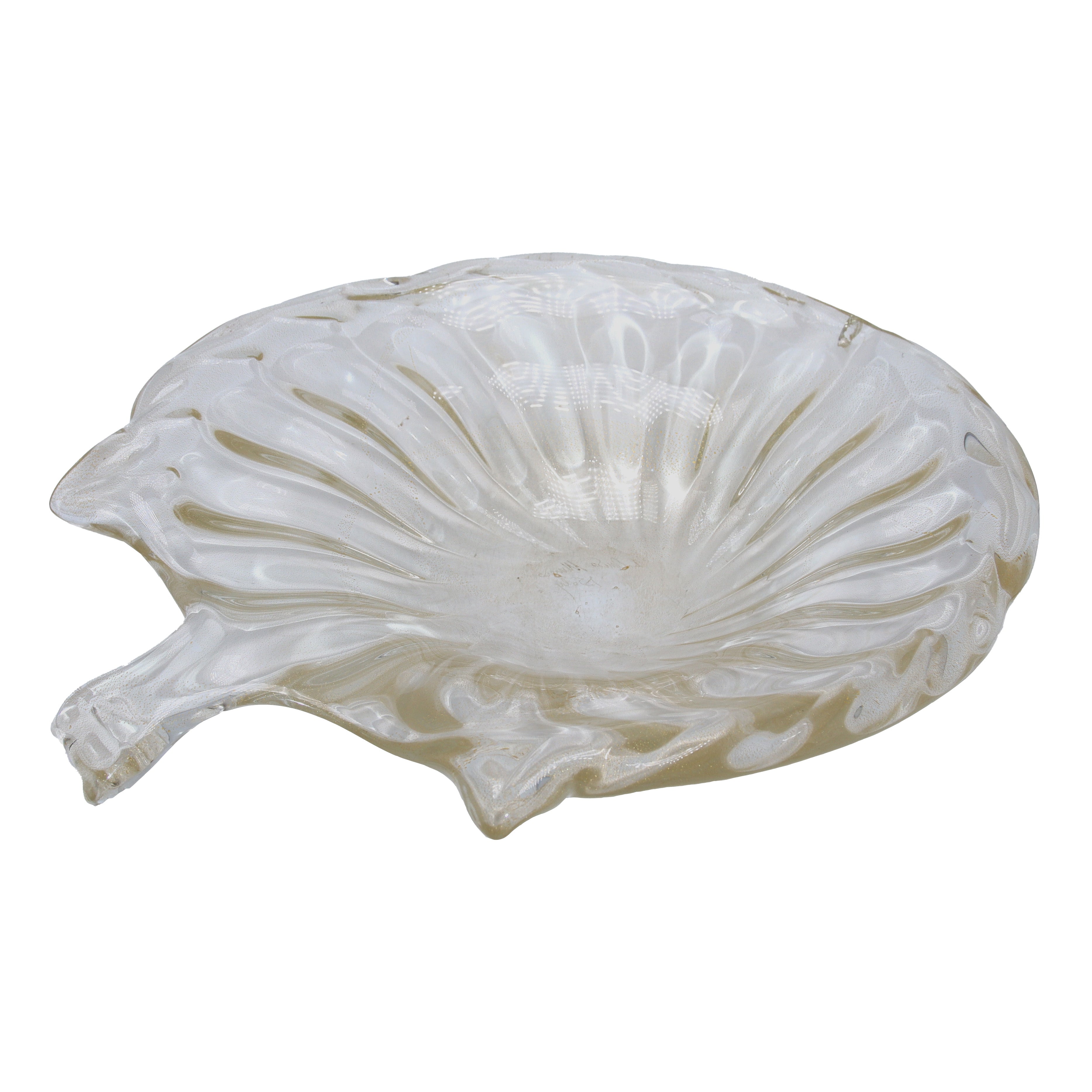 Large rare Gold Murano Centerpiece signed bowl, c. 1950