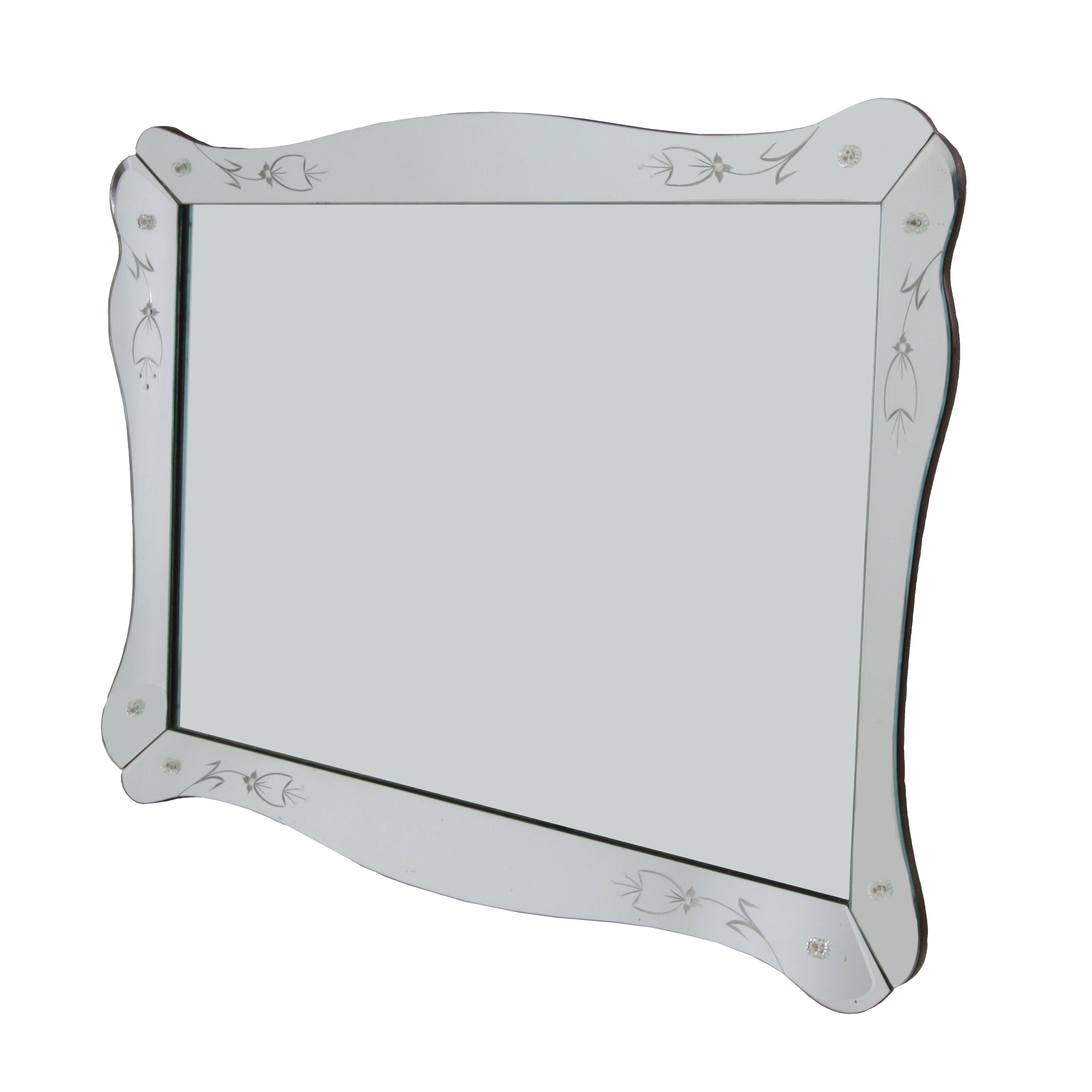 French mirror with etched detailed border, c. 1930