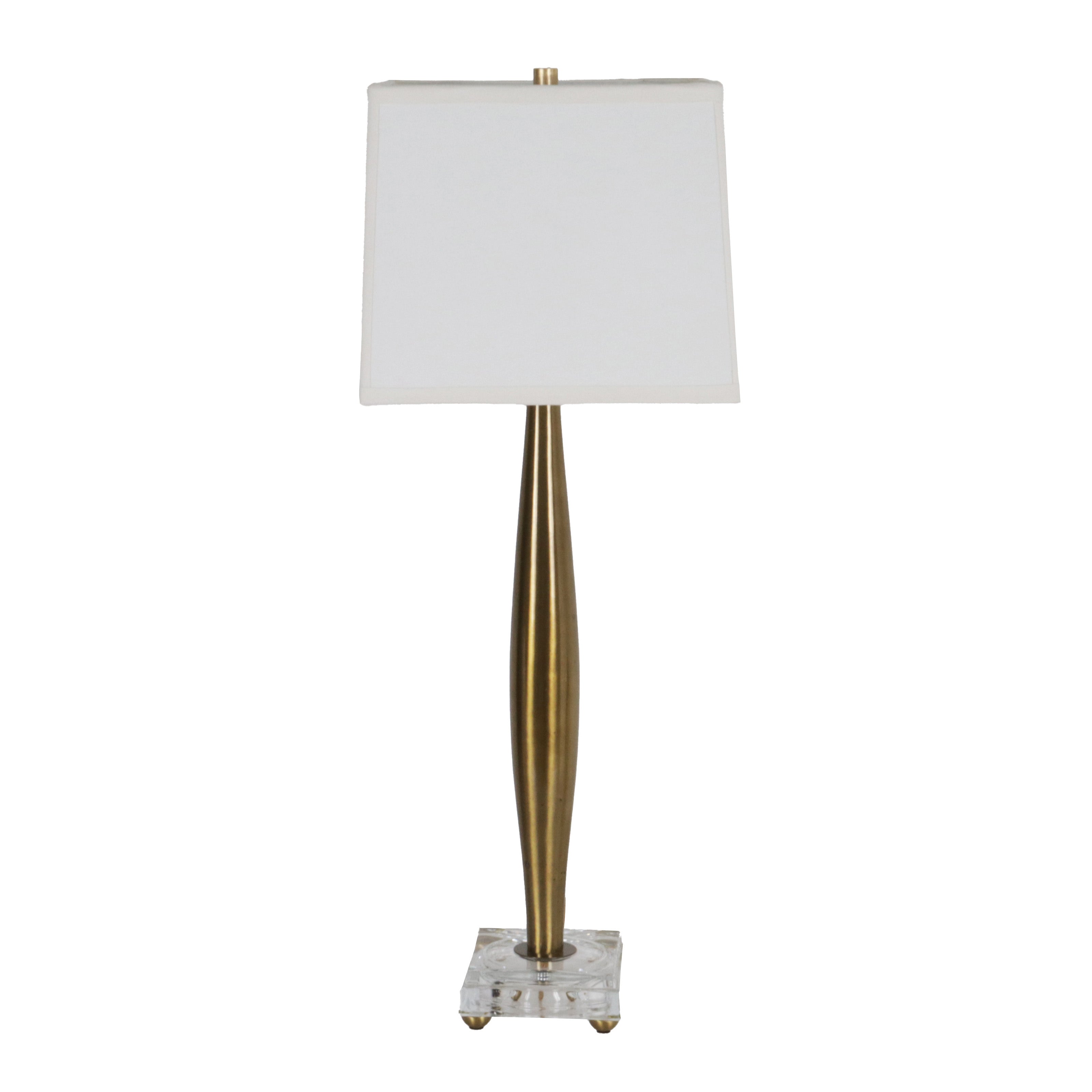 Pair of brass and crystal lamps, c. 1970