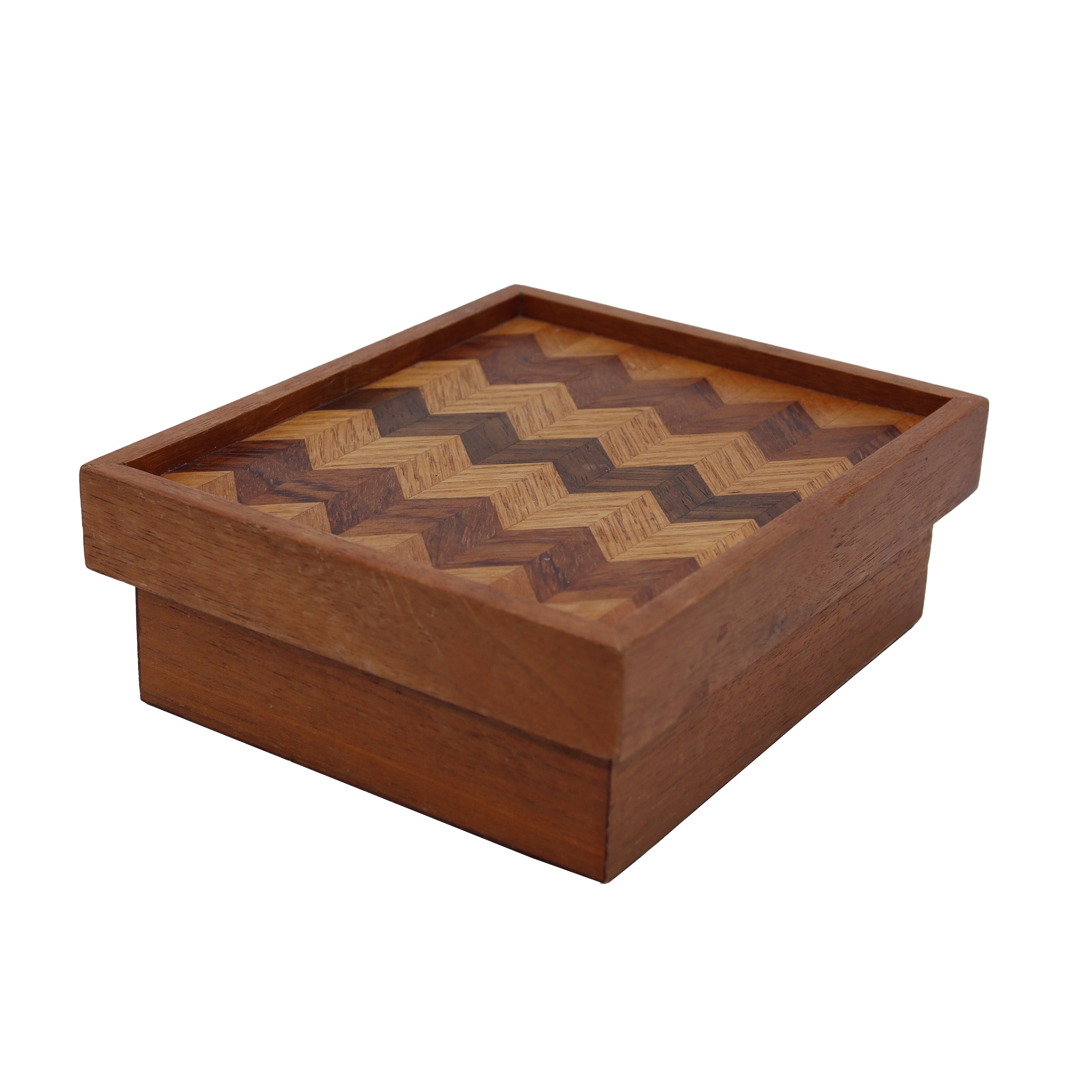 Wood inlay storage box, c. 1970