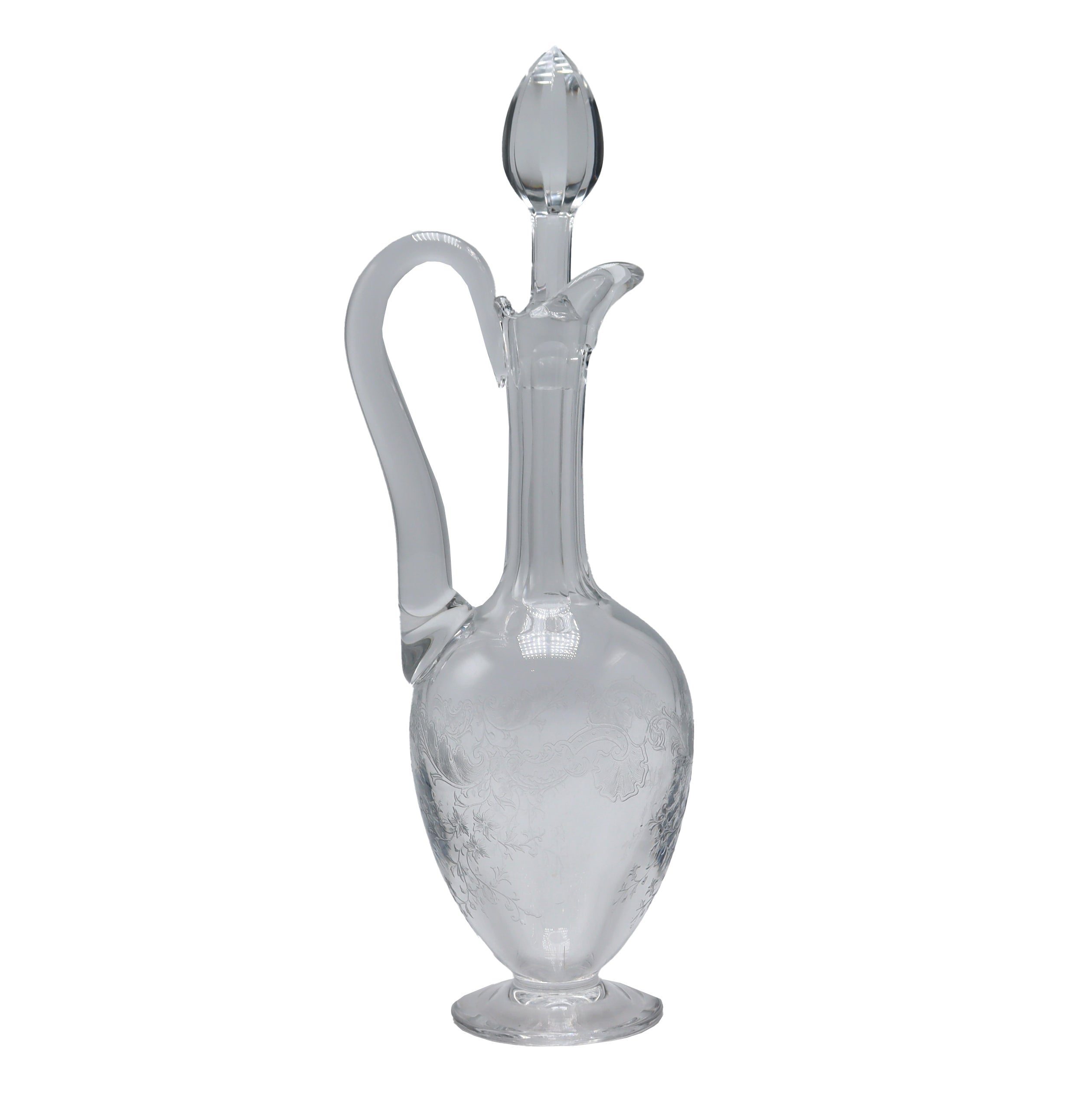 Clear etched glass decanter, c. 1950