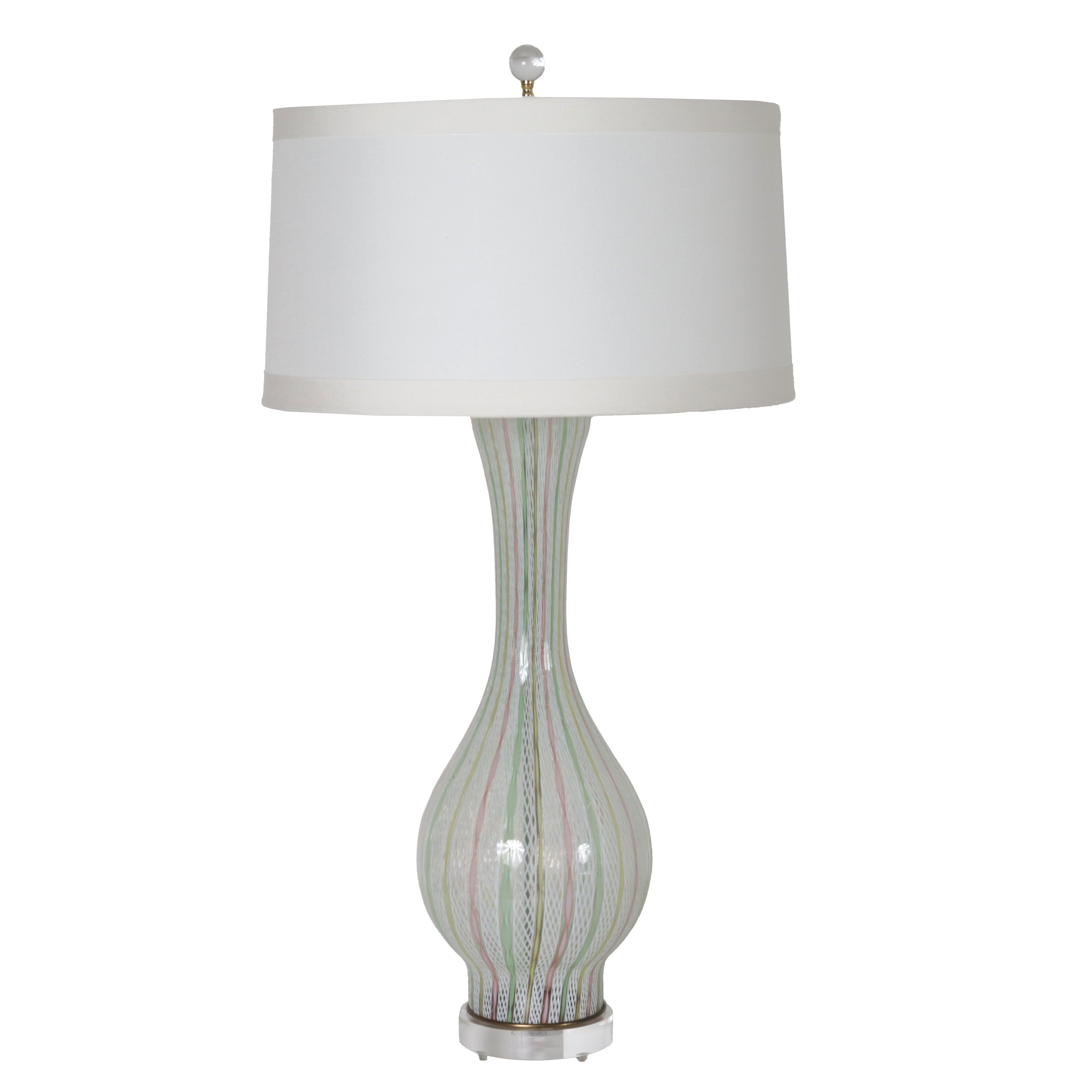 Multi-colored stripe Murano glass lamp, c. 1960