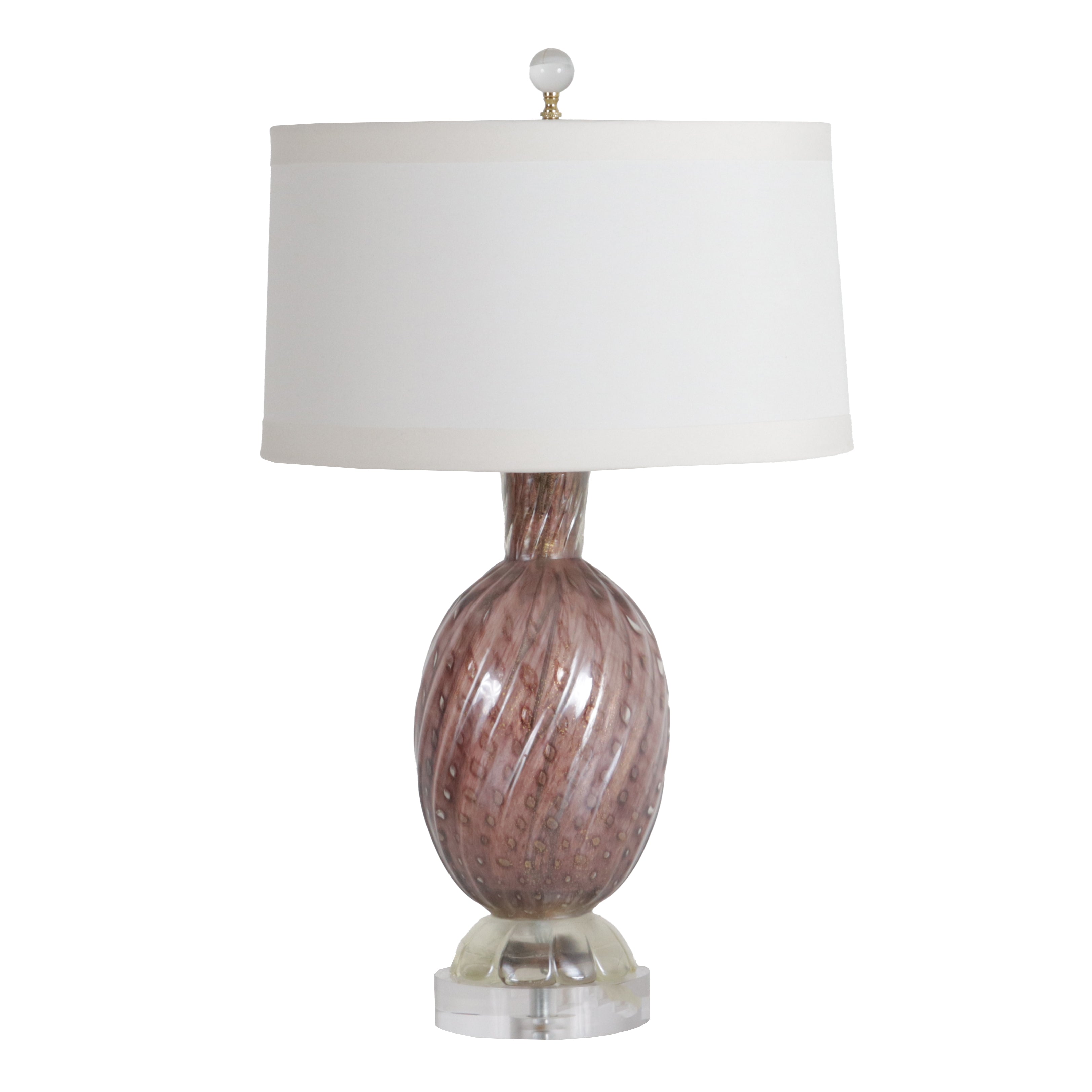 Amethyst Seguso Murano lamp with bullicante inclusions, c. 1950