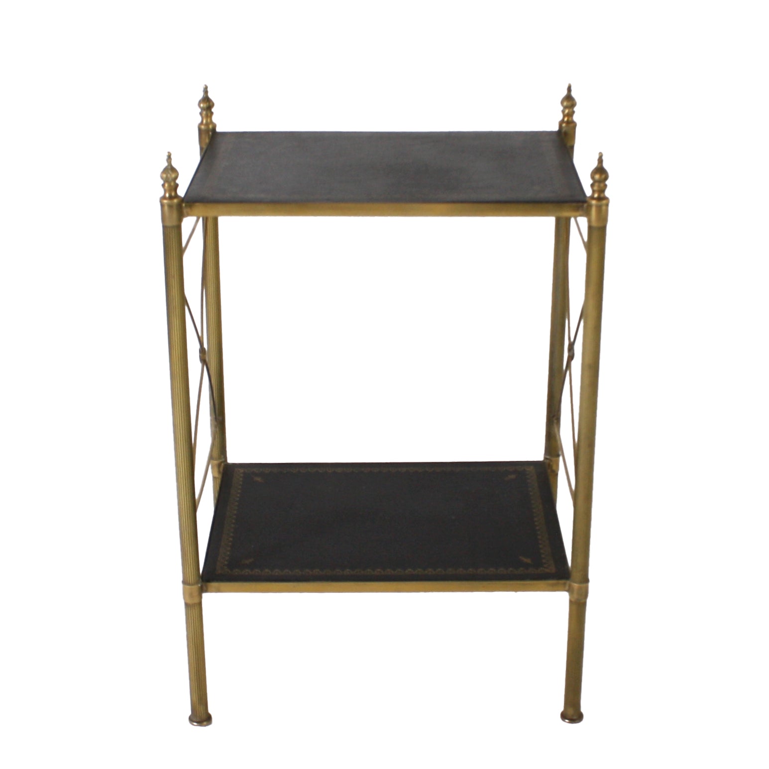 Brass cigarette table with leather tops, c. 1960