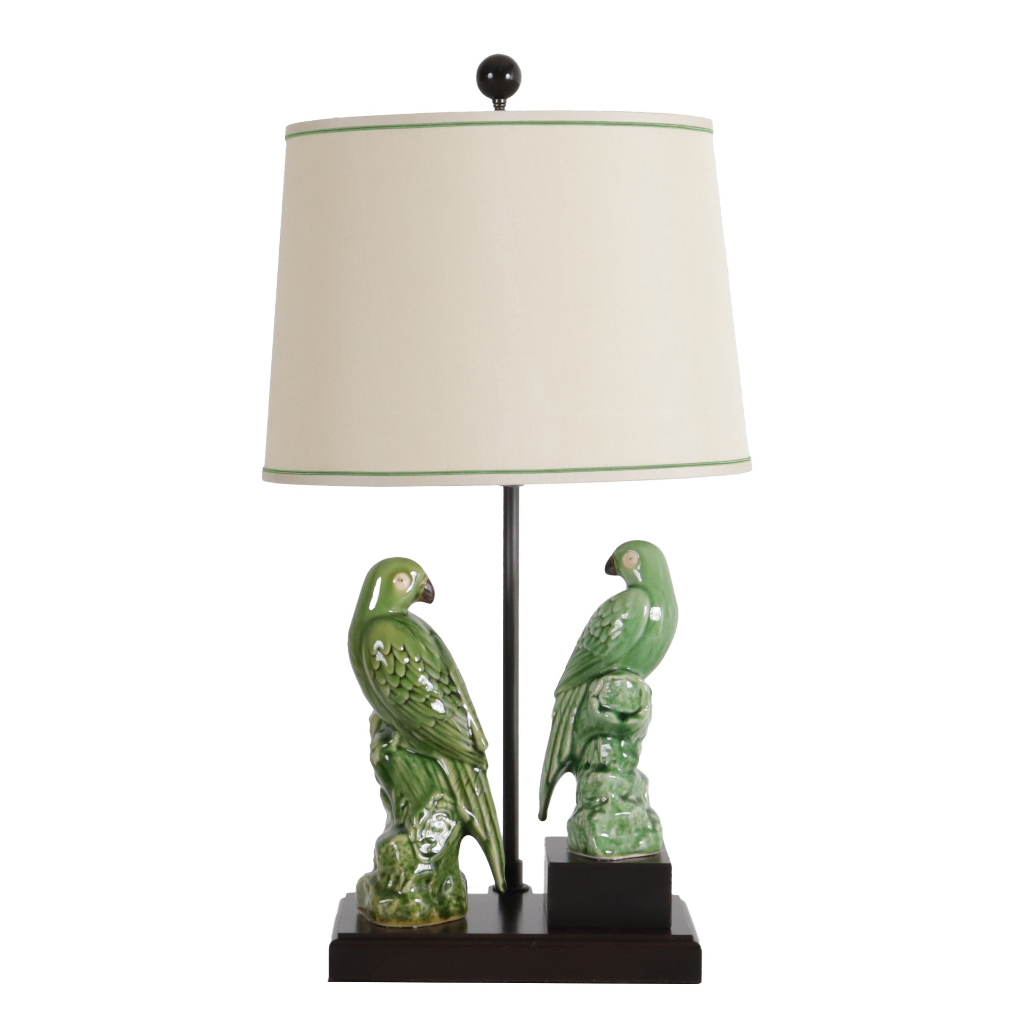 Green ceramic parrot lamp, c. 1960