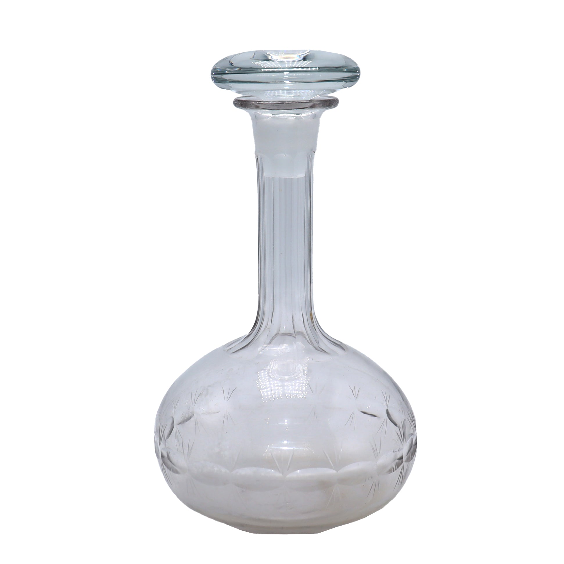 Vintage glass etched decanter. c 1950