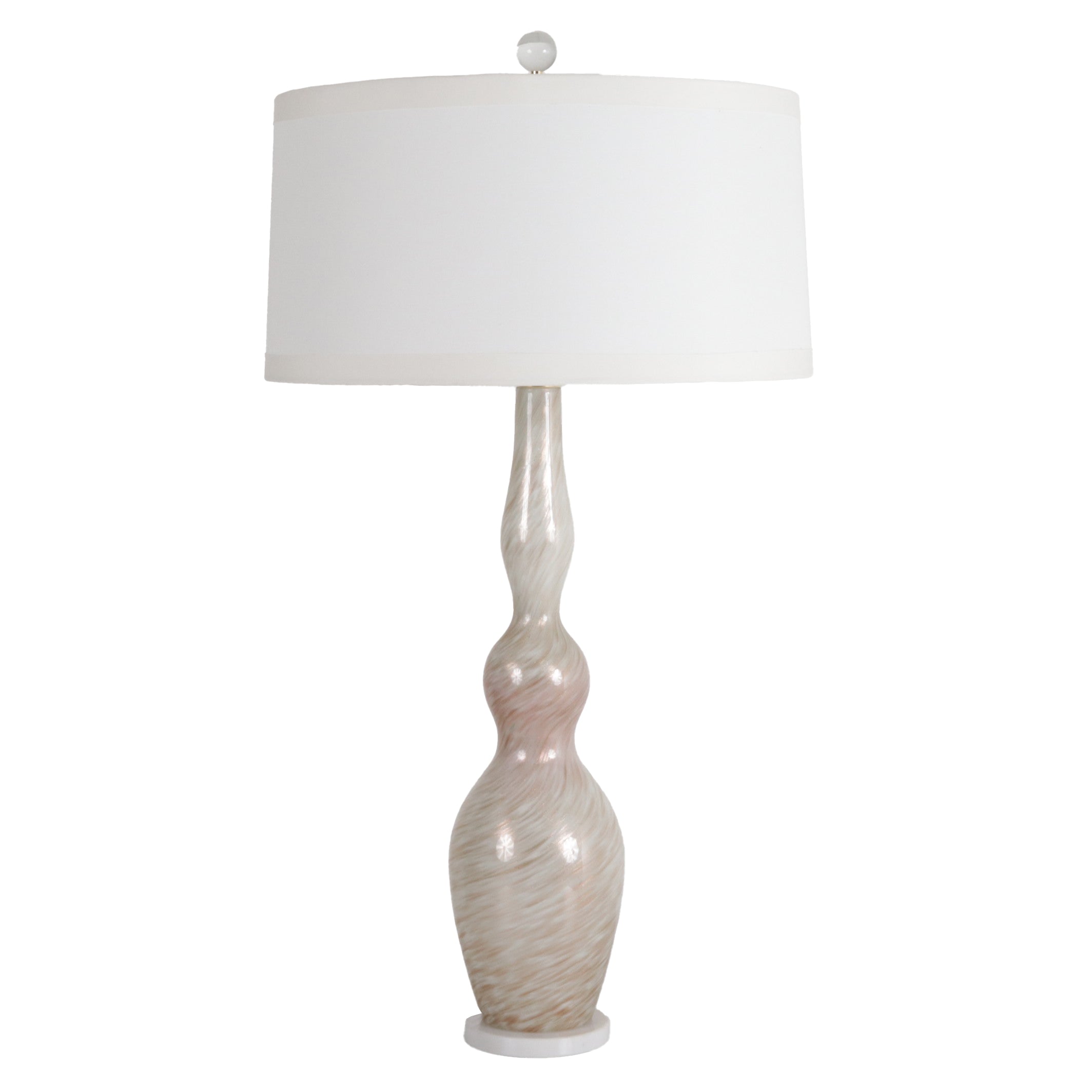 Pair of white and gold swirl Murano glass lamps, c. 1940