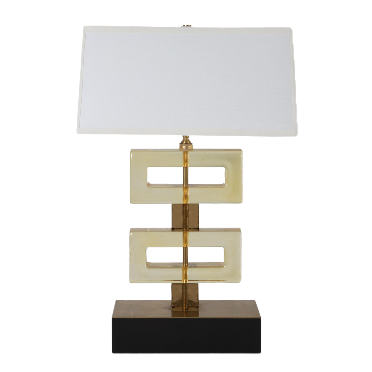 Pair of Italian clear and yellow Murano glass lamps, c. 1970 – Jan Showers