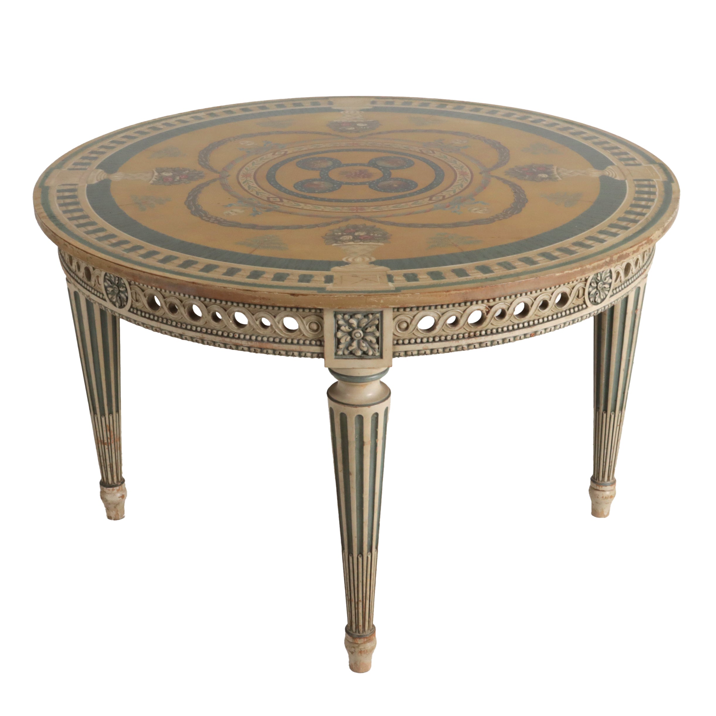 Italian Neoclassical hand painted occasional table, c. 1950