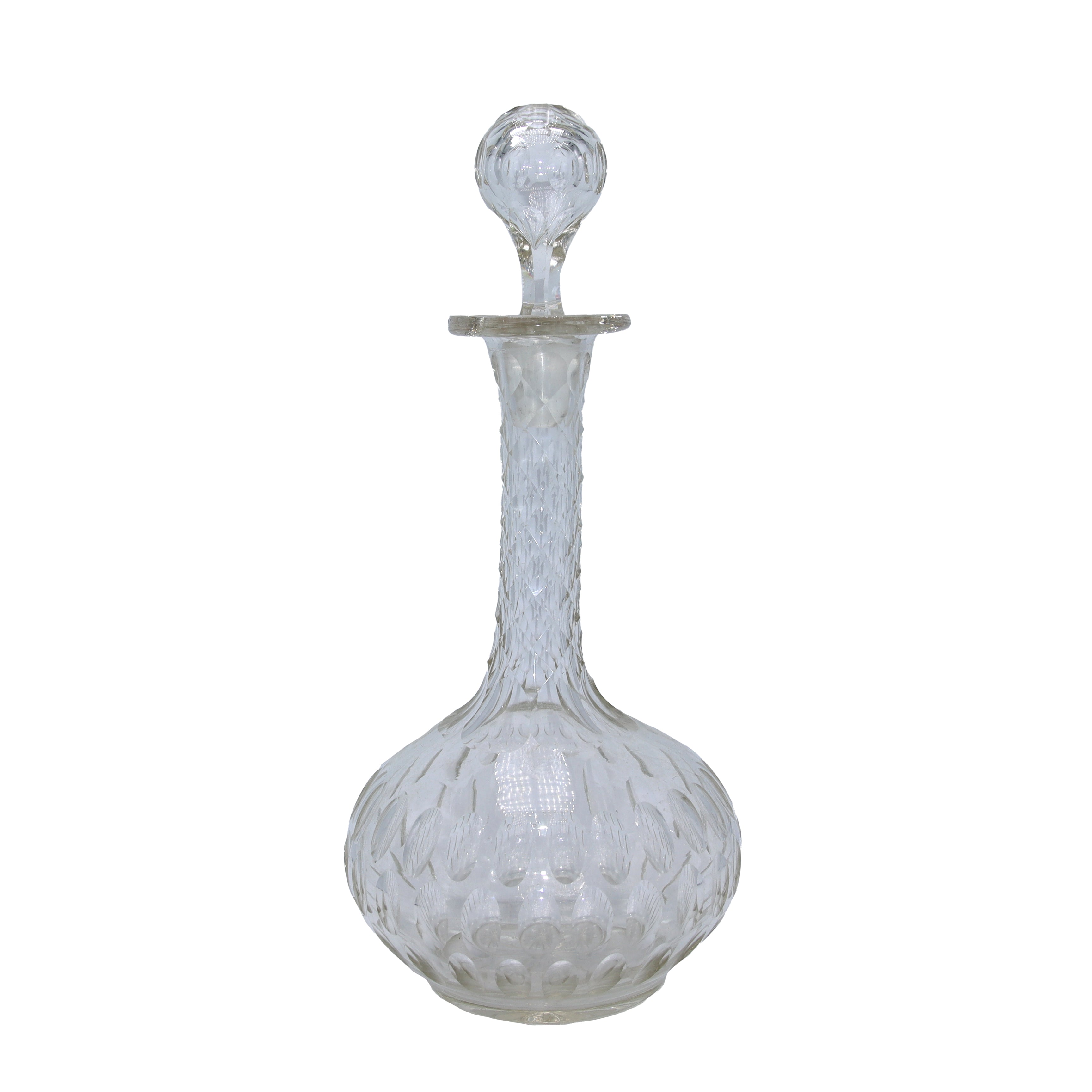 Clear etched glass decanter, c. 1960