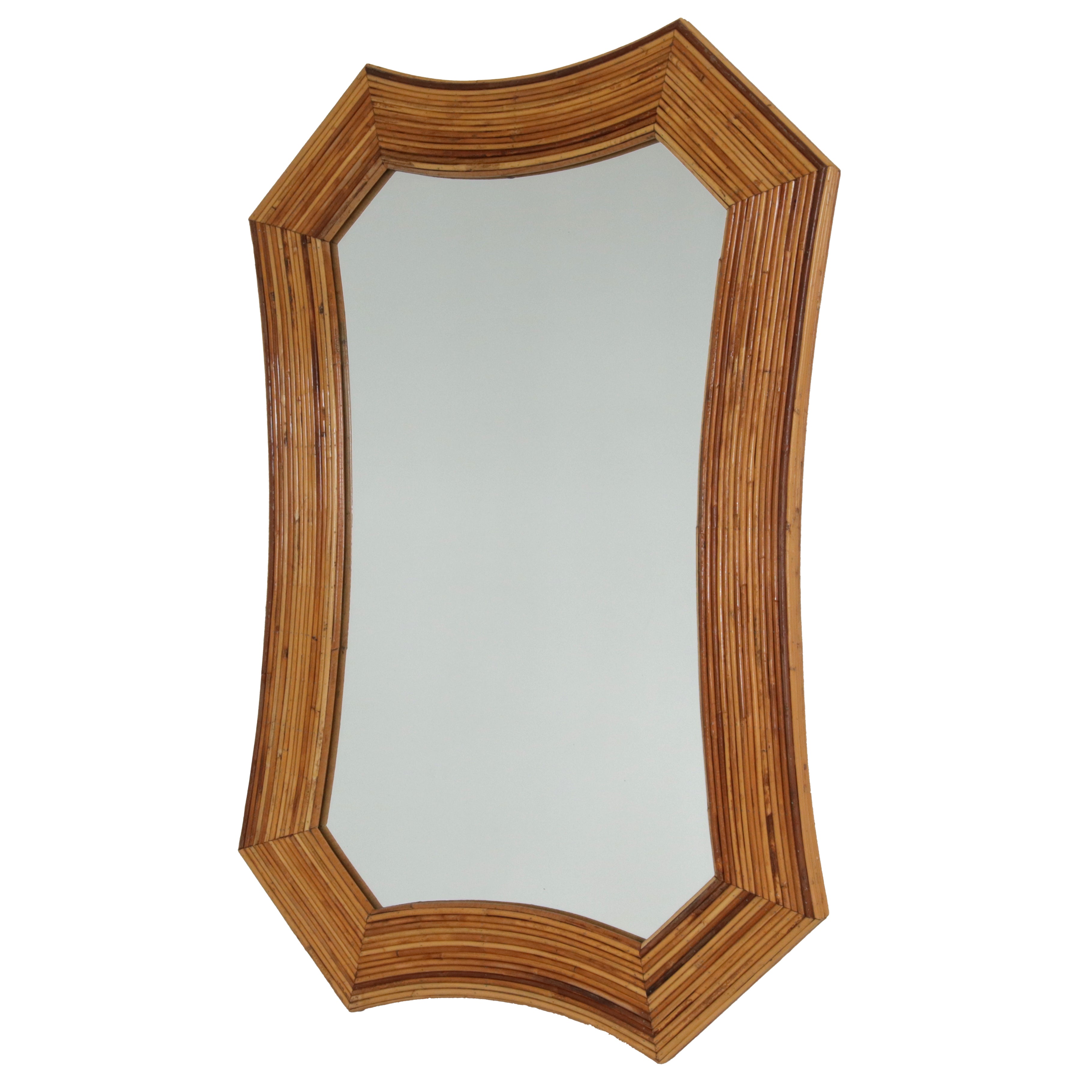 Pencil Reed Rattan Mirror, c. 1970