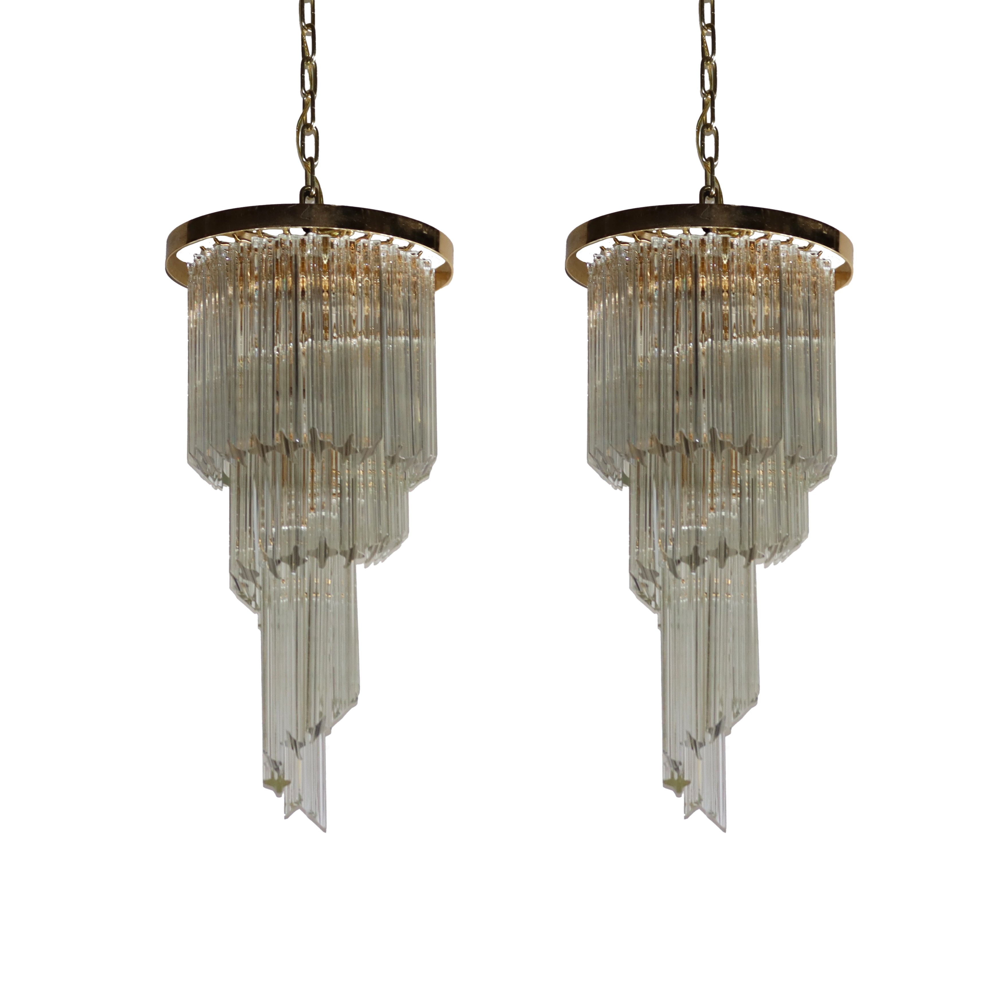 Pair of small Venini spiral chandeliers, c. 1960