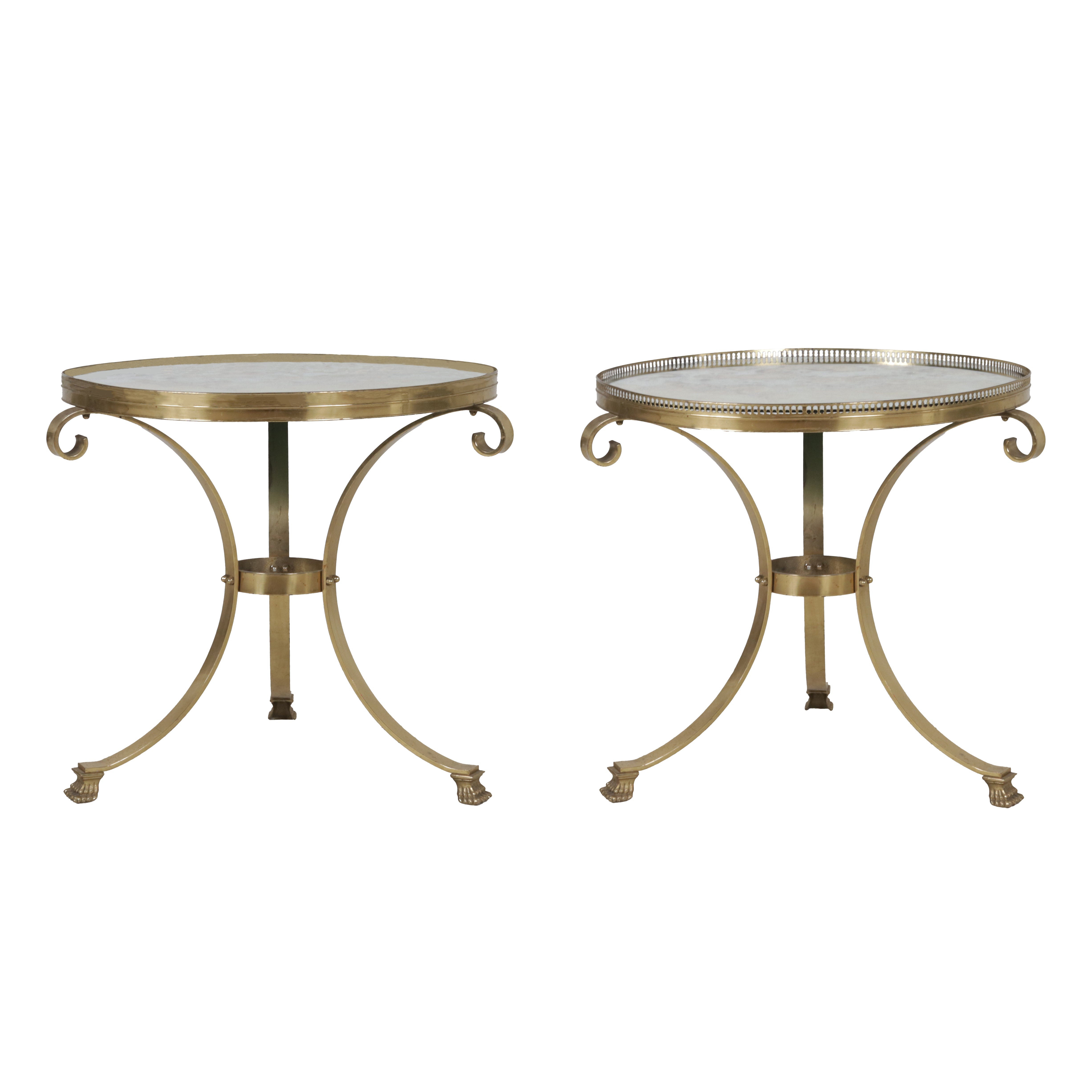 Pair of side tables with mirrored tops attributed to Maison Jansen, c. 1960
