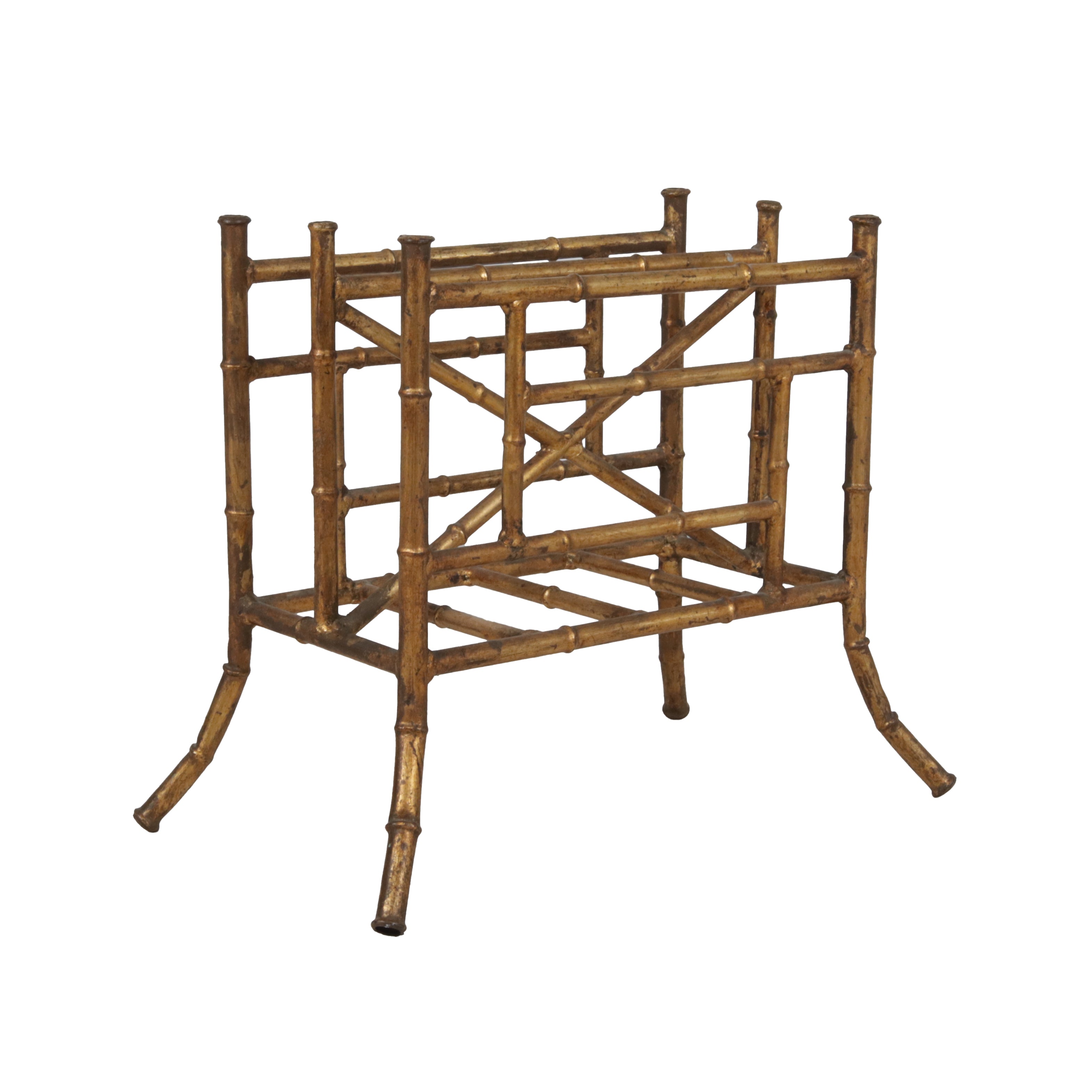 Brass bamboo styled magazine rack, c. 1960