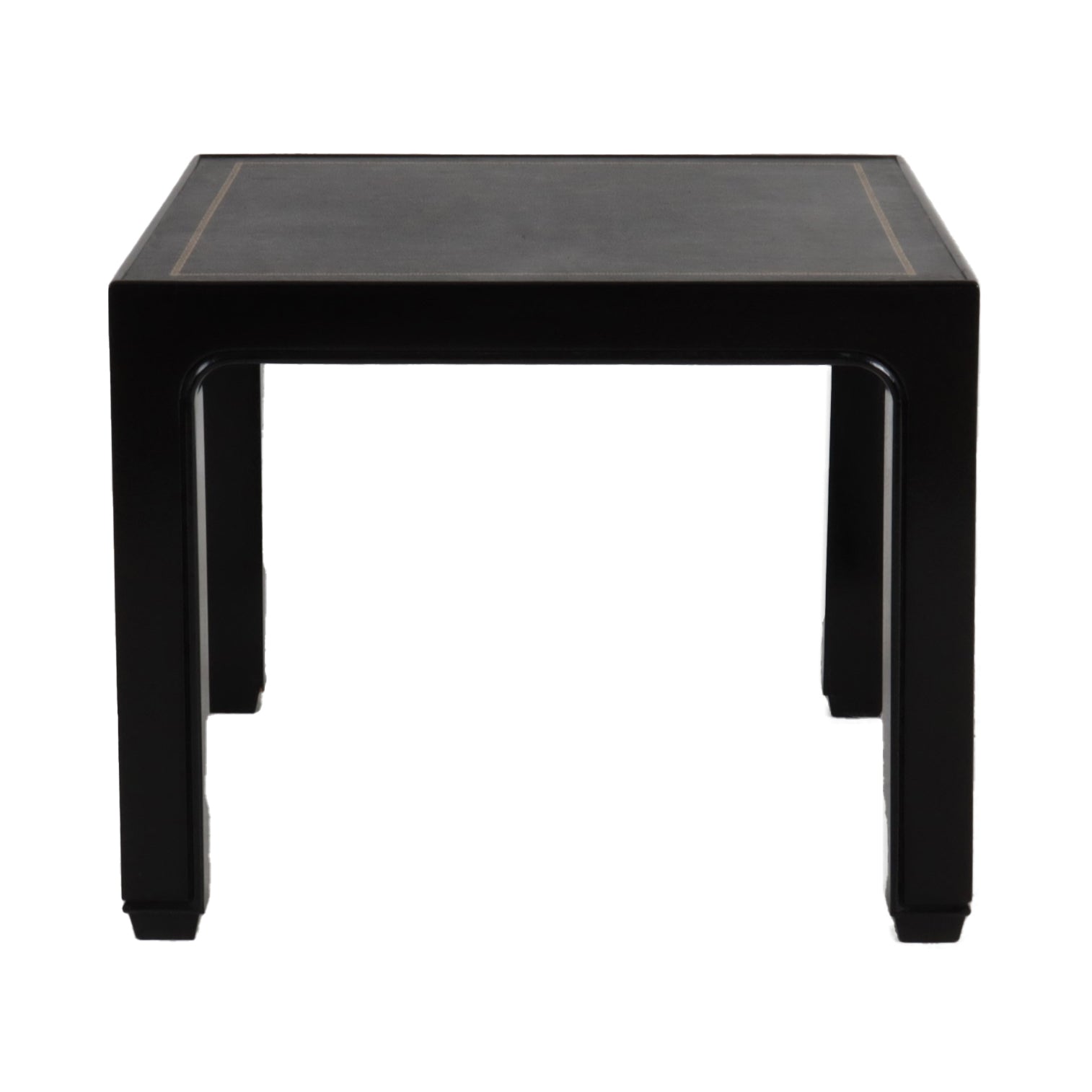 French ebonized table with leather top, c. 1960