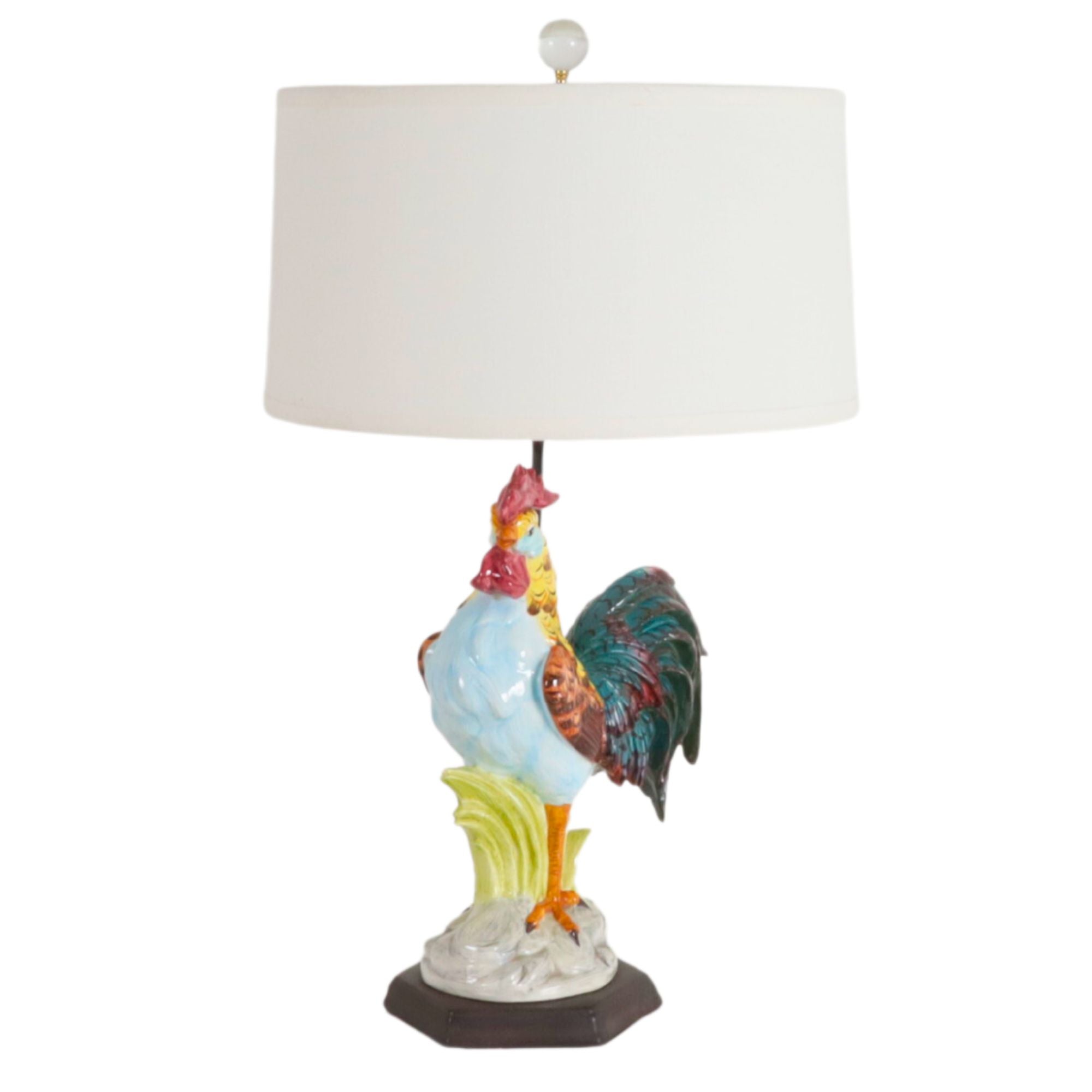 Italian ceramic rooster lamp, c. 1950