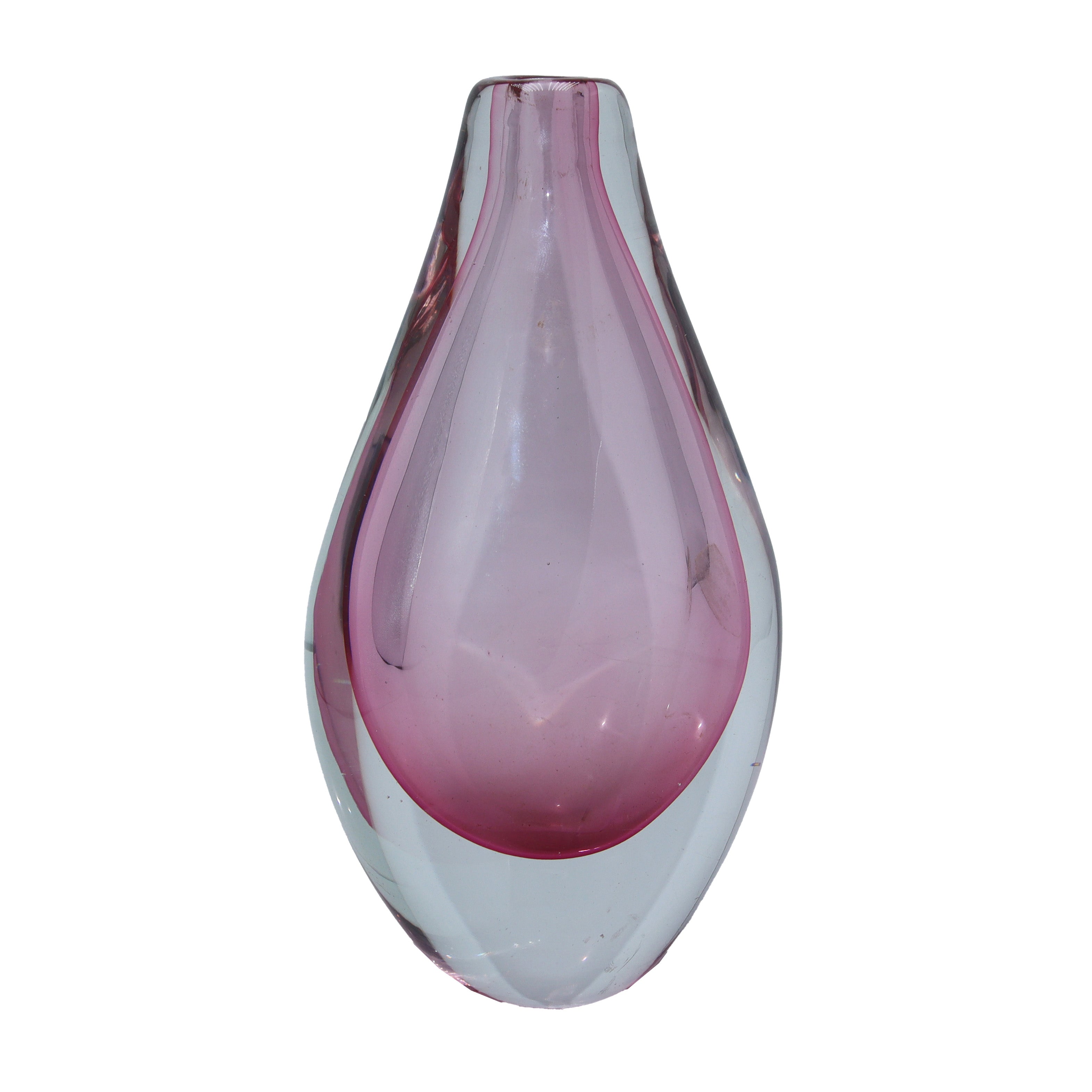 Pink and Clear double cased Murano vase, c 1960