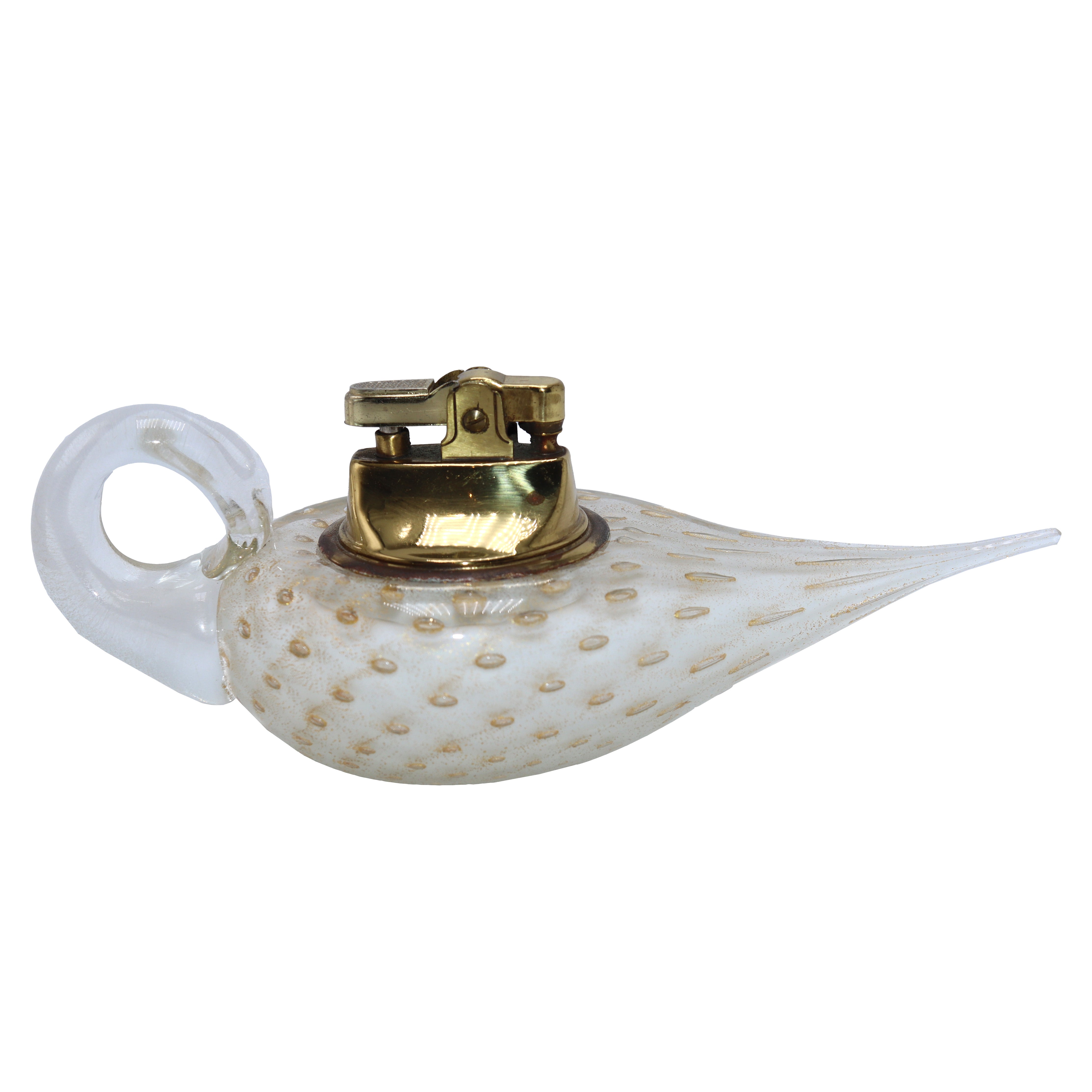 White & clear Murano lighter with bullicante inclusions, c. 1950