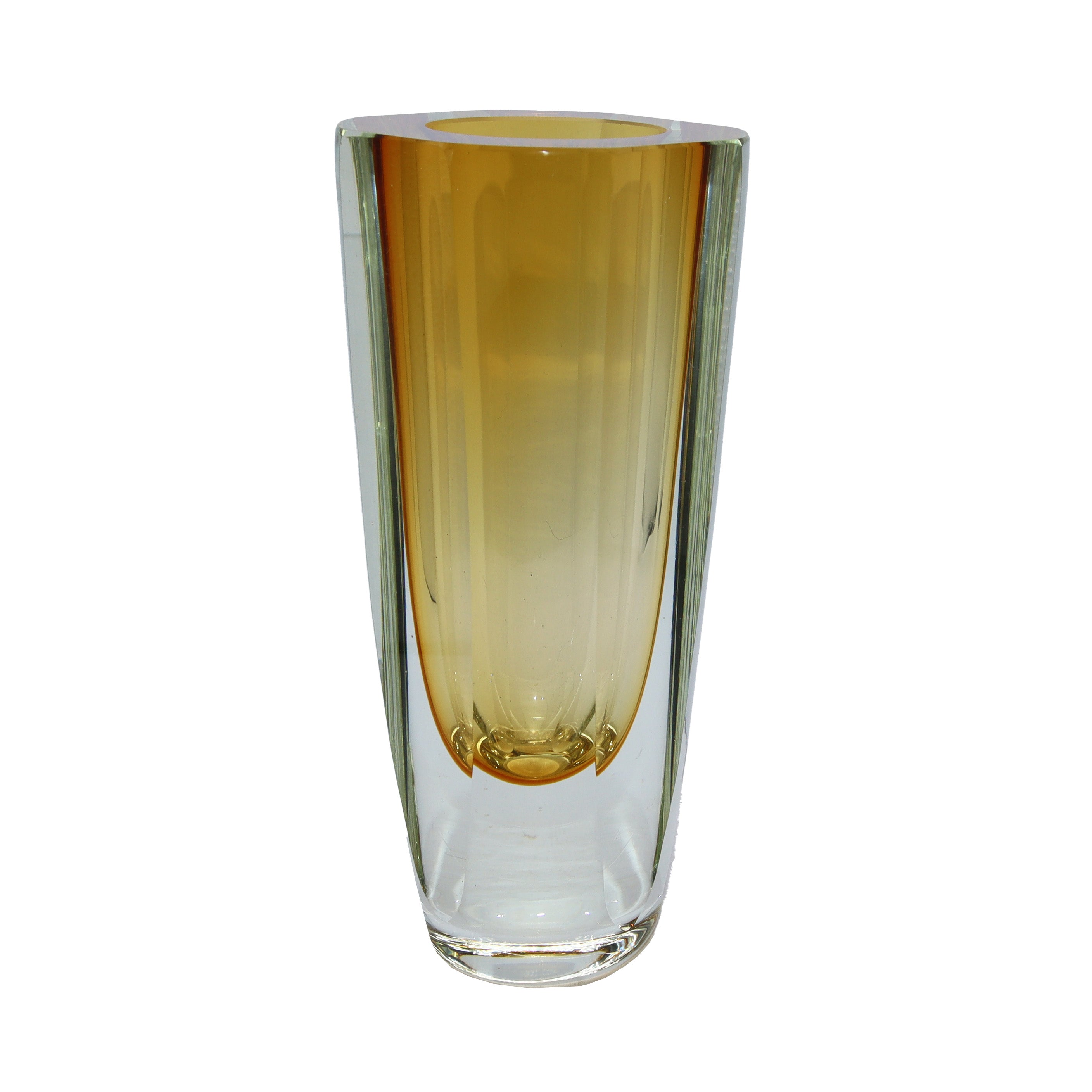 Large yellow and clear Flavio Poli Murano vase, c. 1950