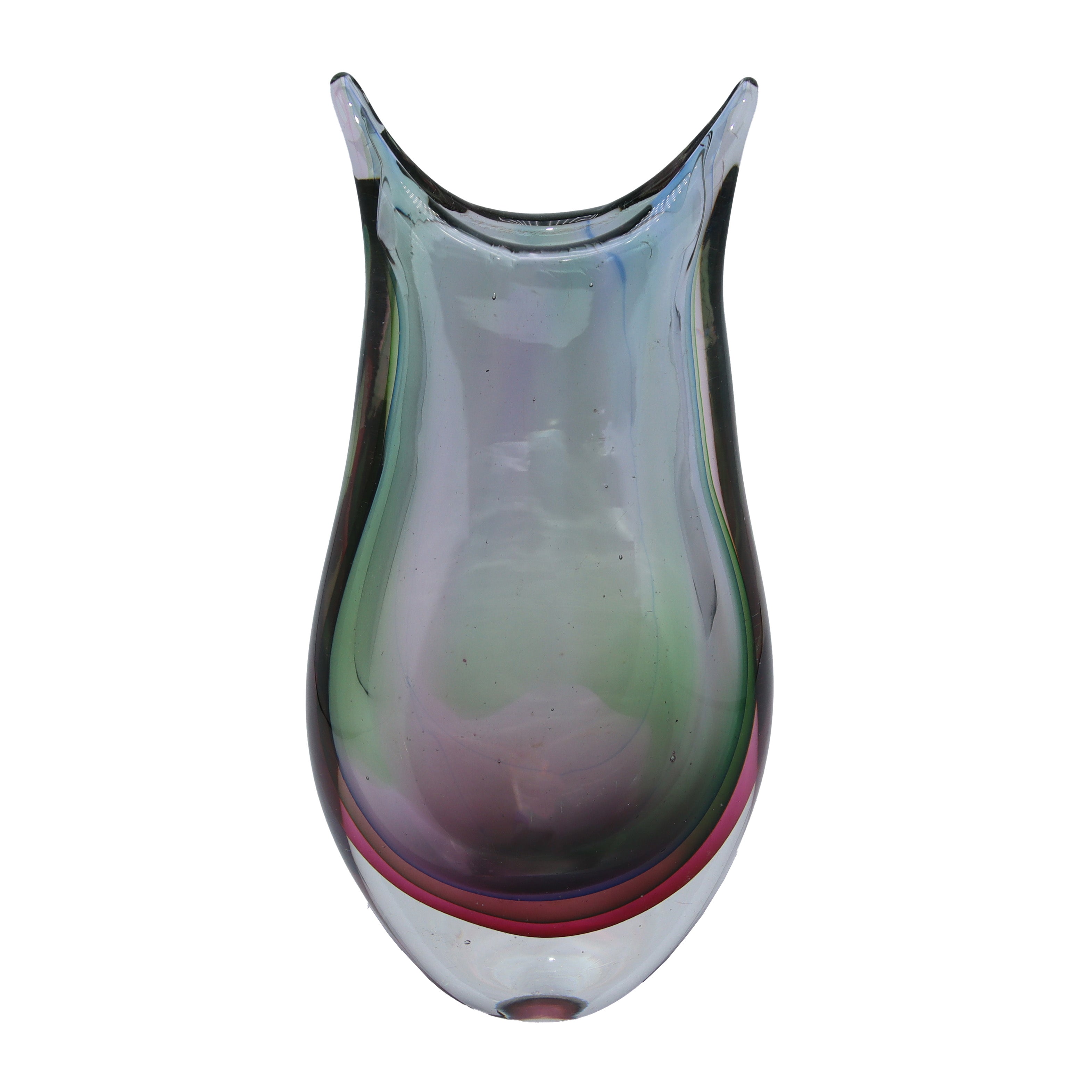 Green and pink Sommerso Murano vase, c. 1960