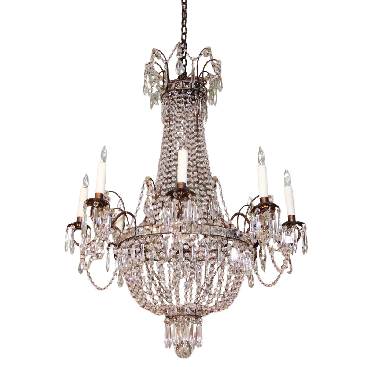 Italian Chandelier with crystals, c. 1950 – Jan Showers