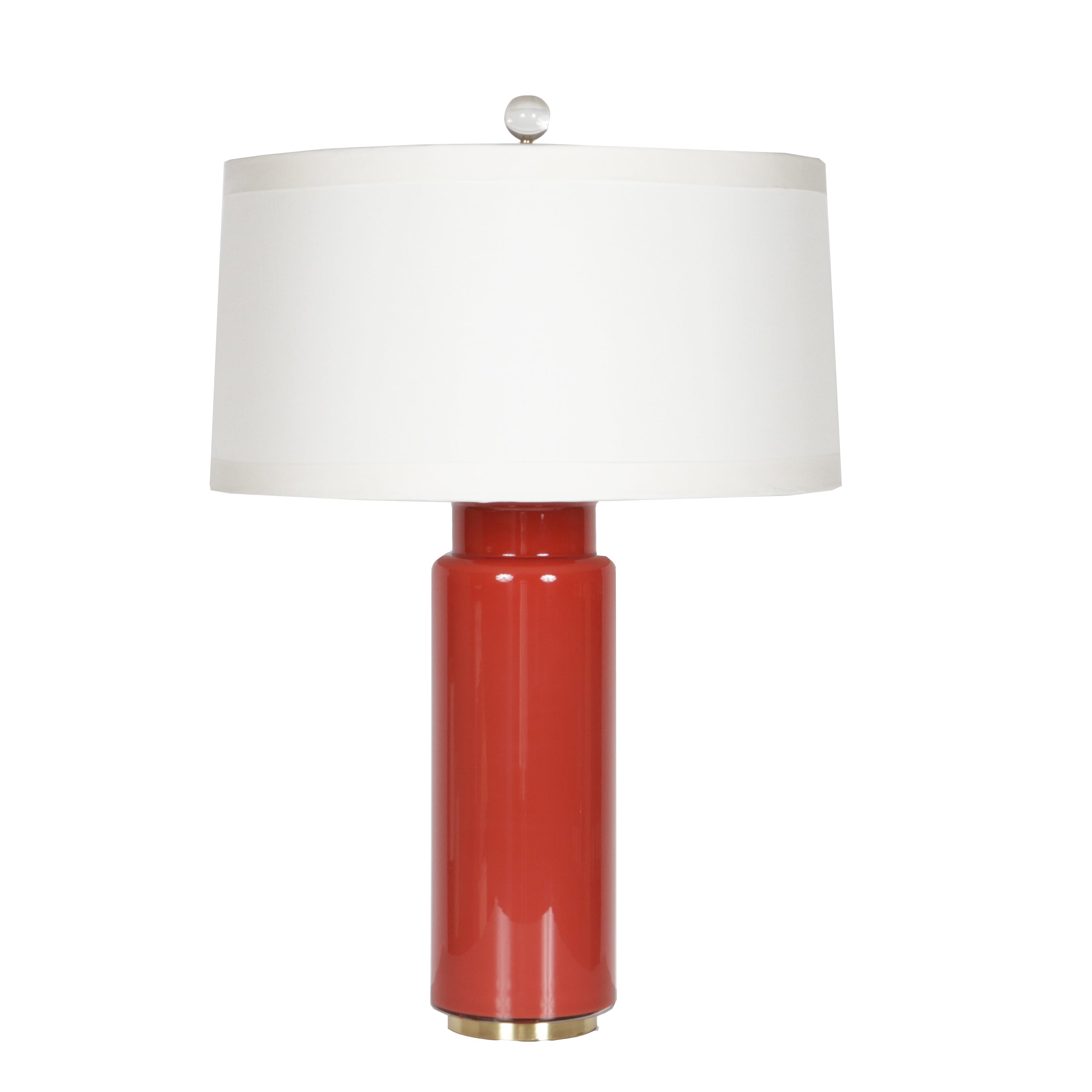 Red glass lamp with original brass base, c. 1970