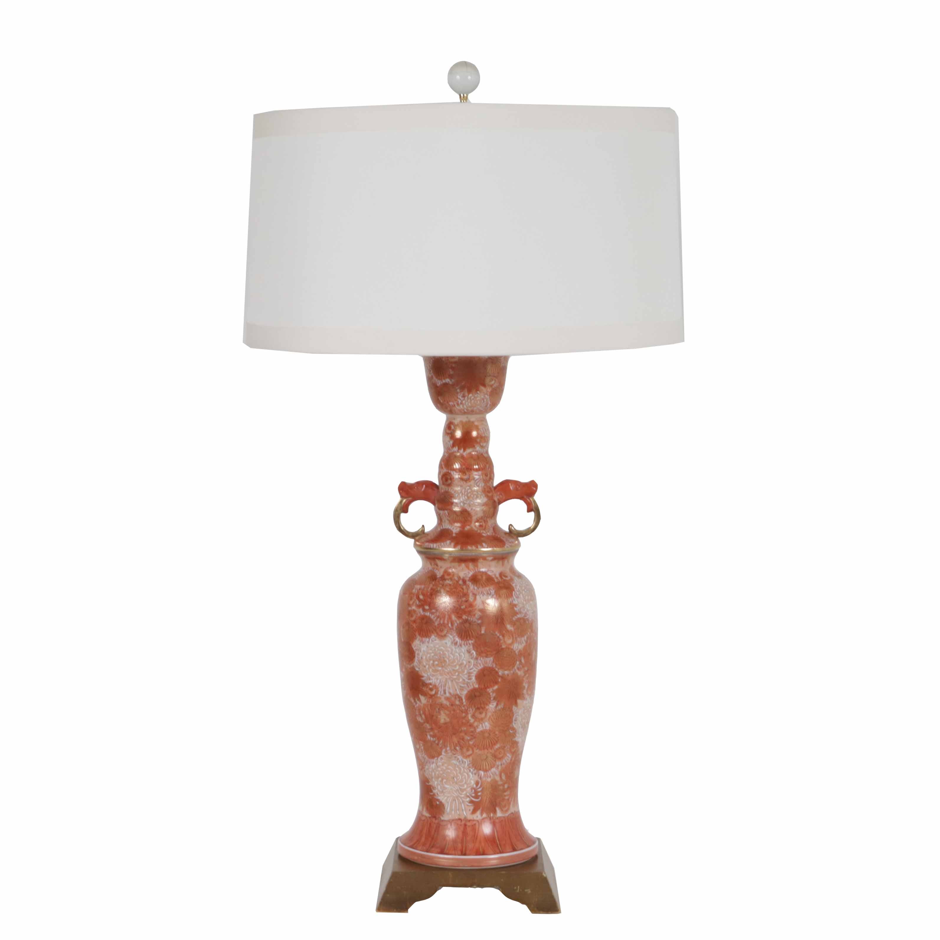 Marbro Frederick Cooper handpainted red lamp, c. 1960
