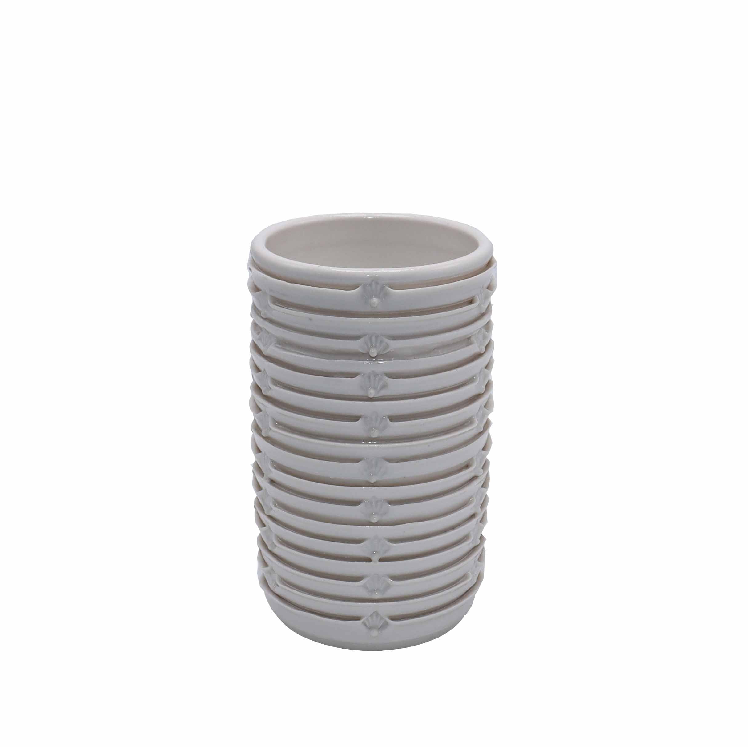 White Ribbed Porcelain Vase