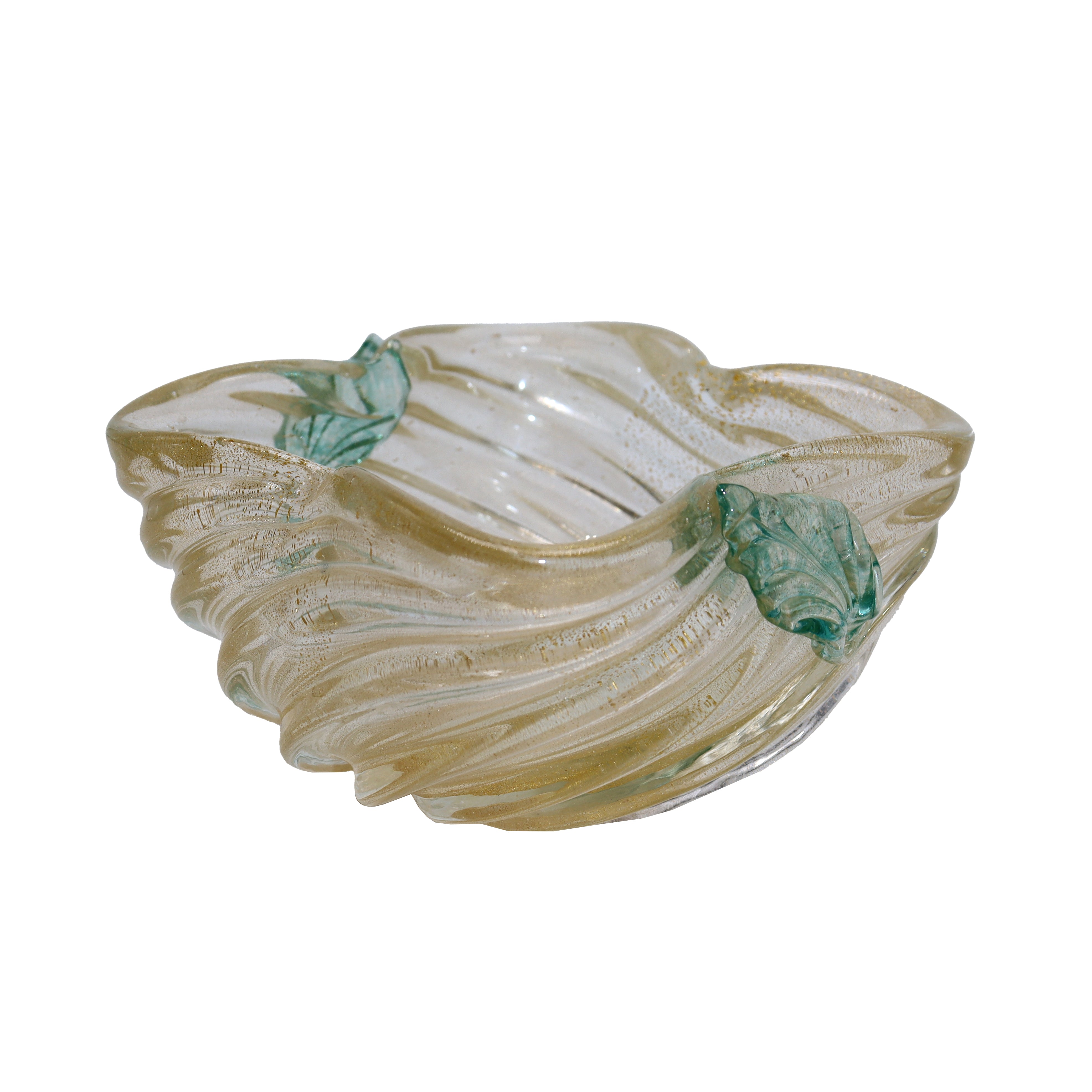 Gold and green Murano Barovier bowl, c. 1960