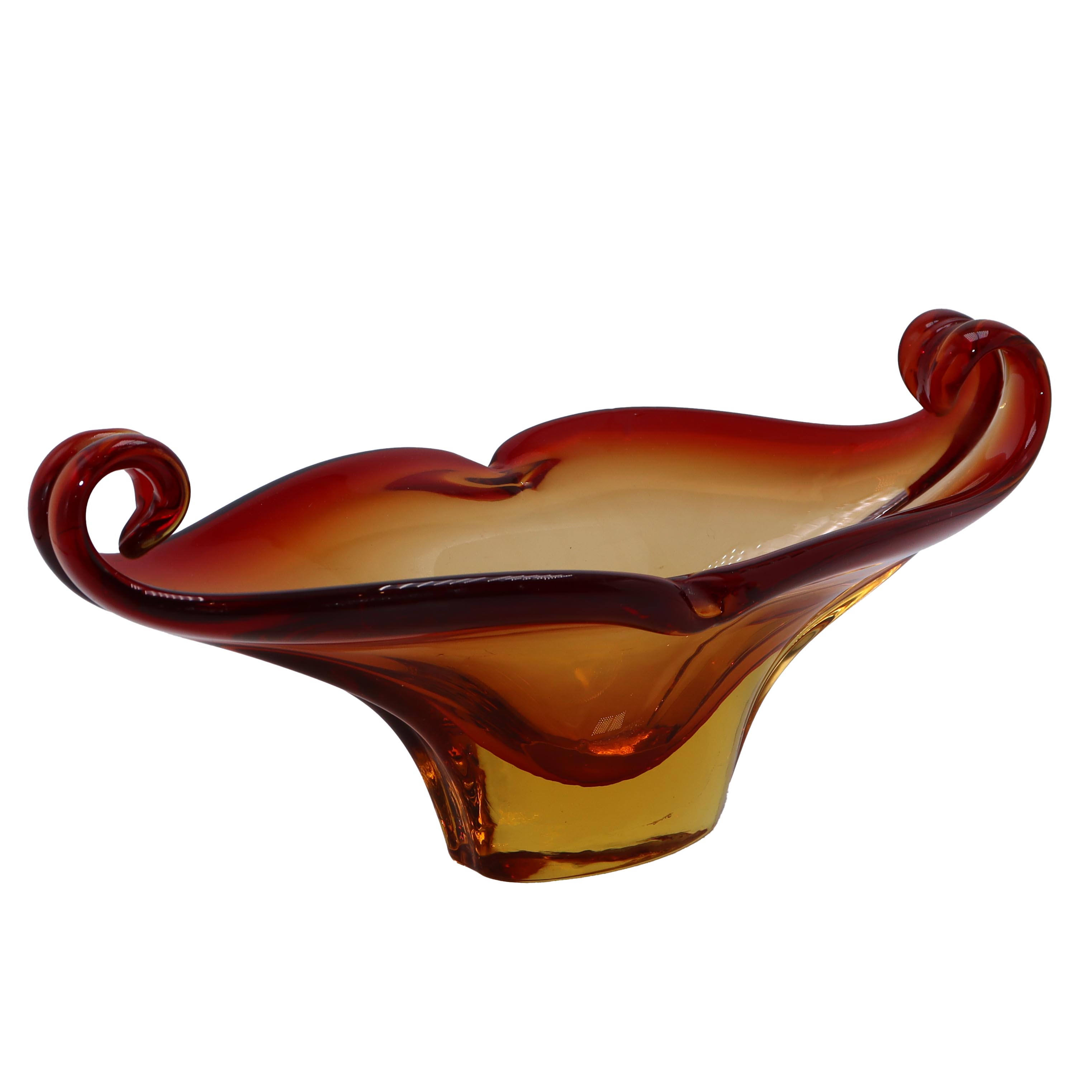 Amber & Red Murano sculpture bowl, c. 1960