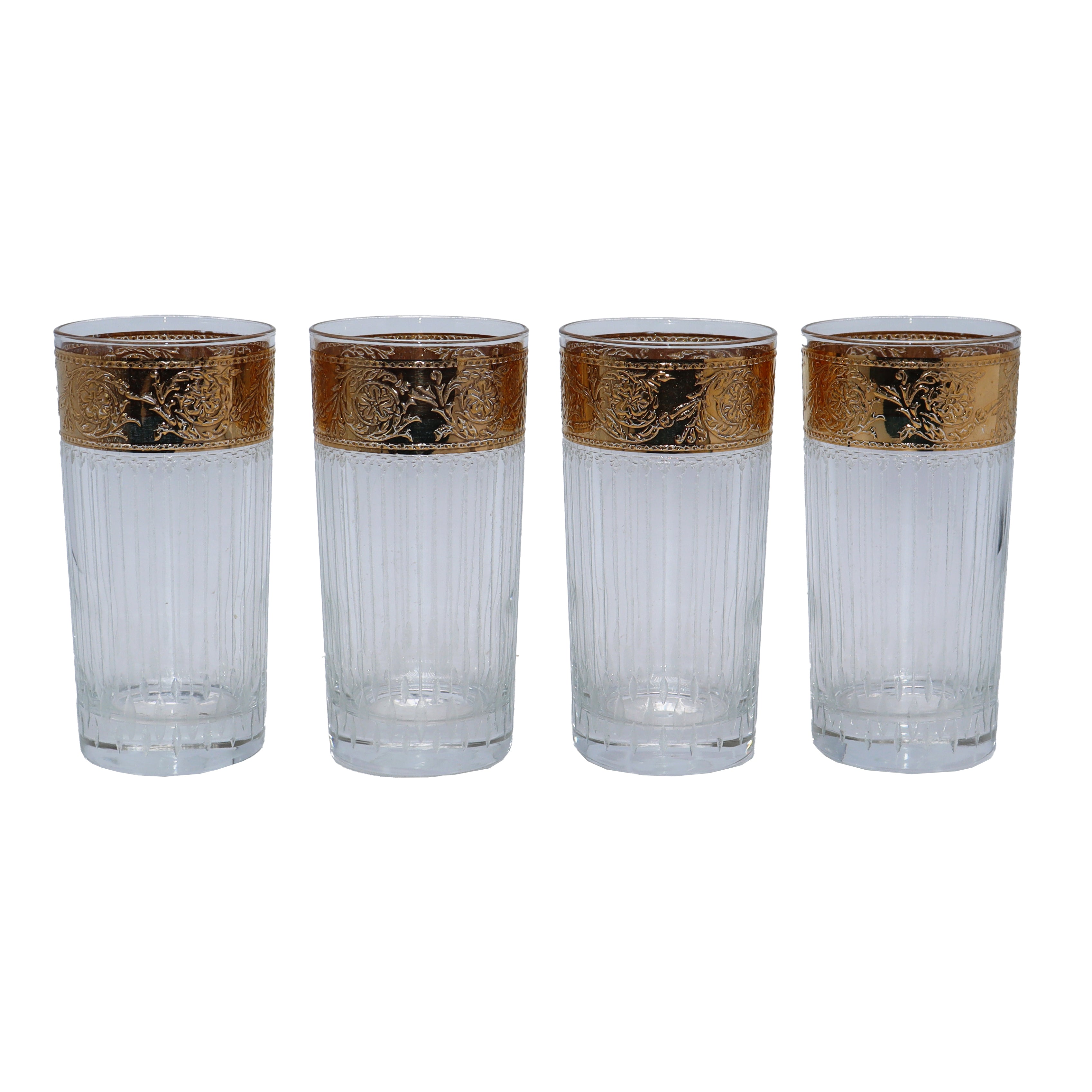 Set of four gold rimmed Culver Tyrol highball glasses, c. 1970