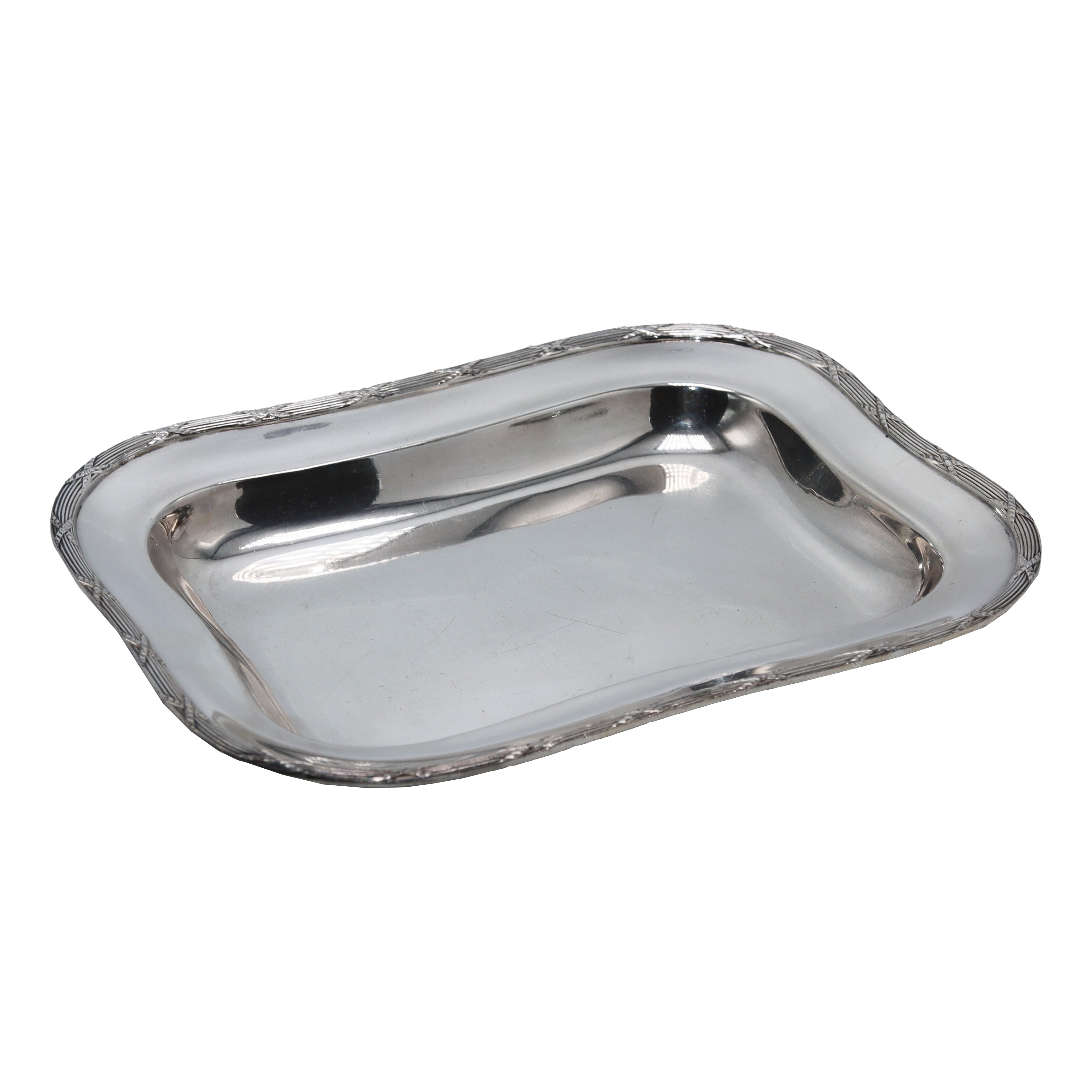 Silver platted tray with decorative border detail, c. 1930