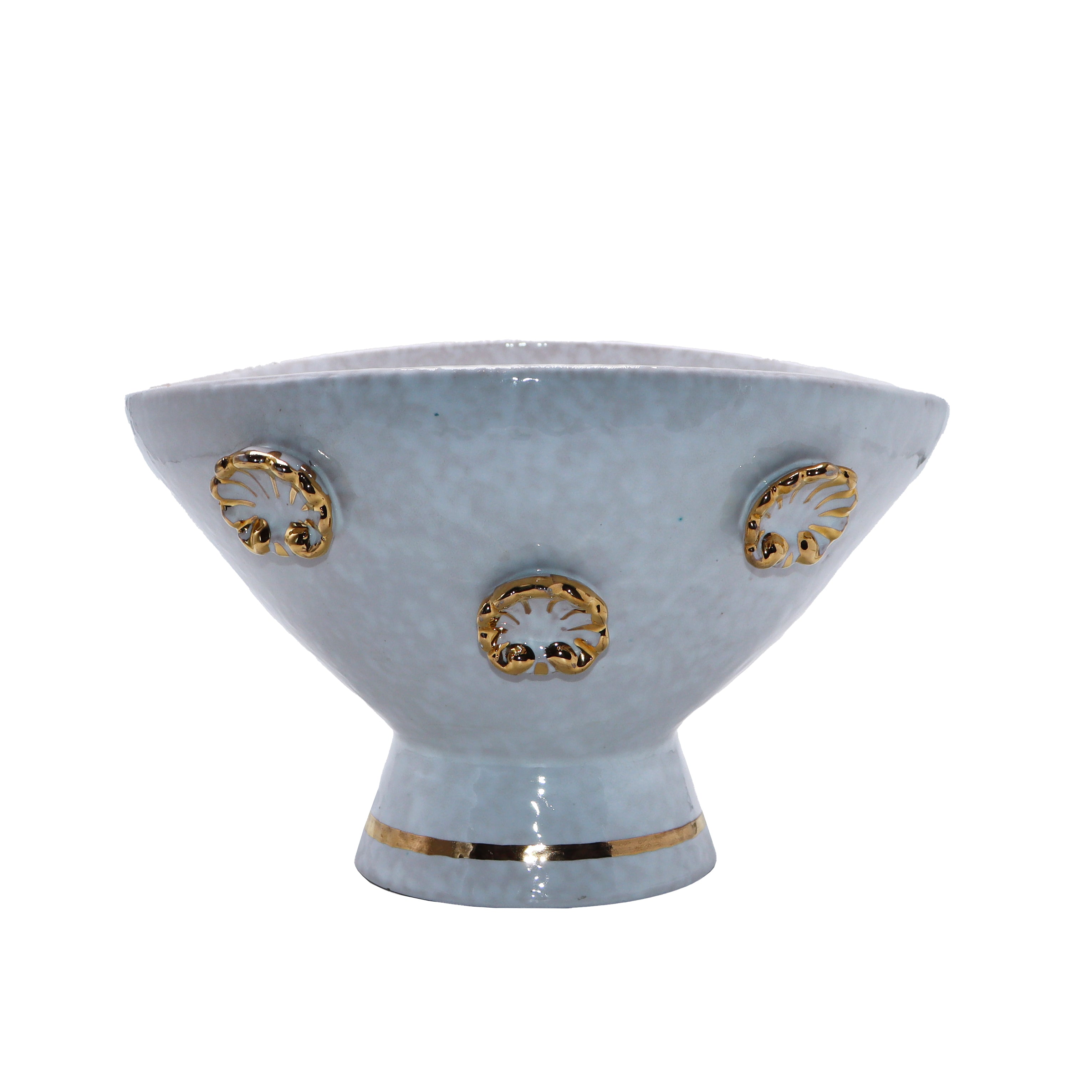 Ivory and gold footed bowl in the style of Bitossi, c. 1960