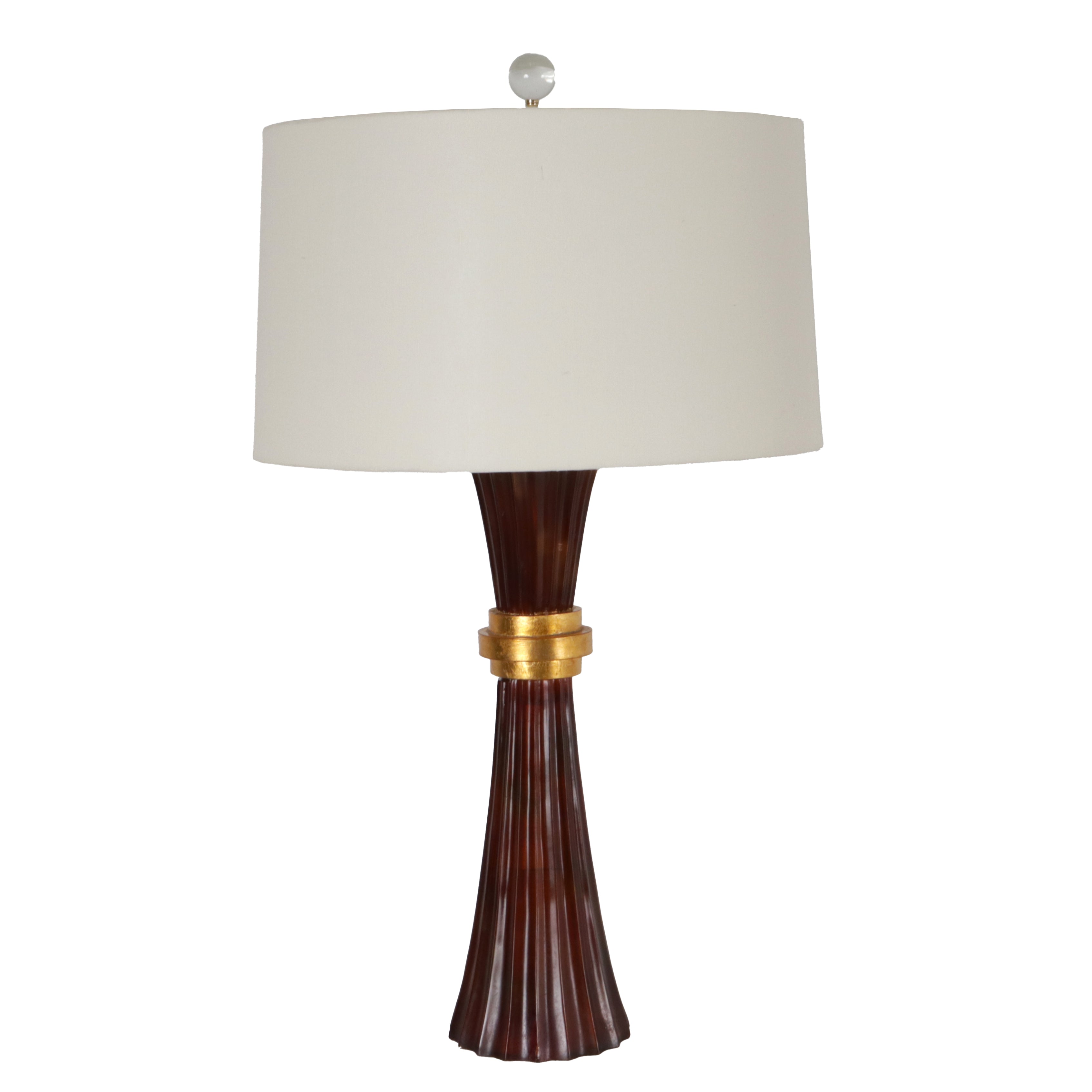 Pair of Art Deco Amber and brass Murano glass lamps, c. 1960