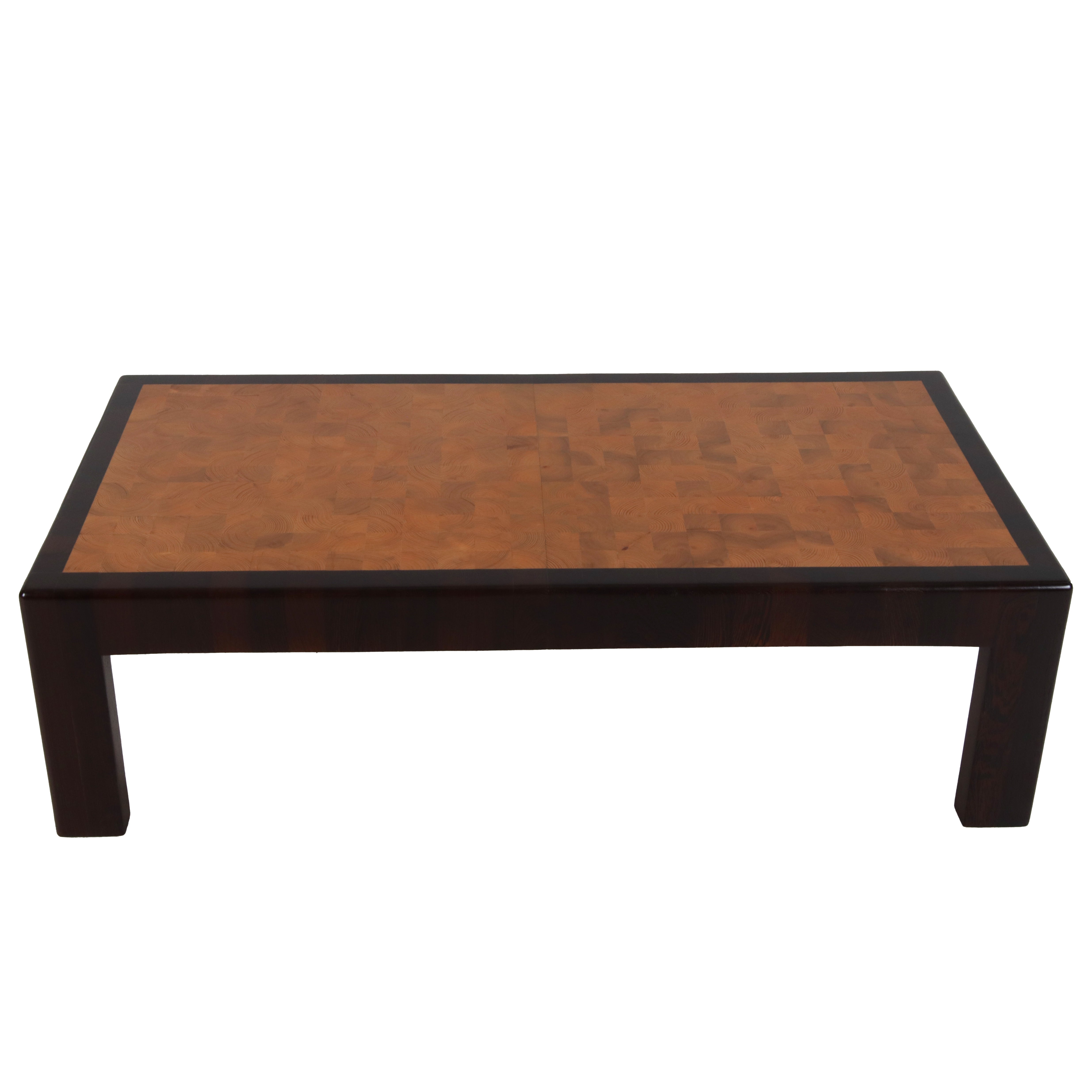 Two toned rosewood rectangular coffee table, c. 1970