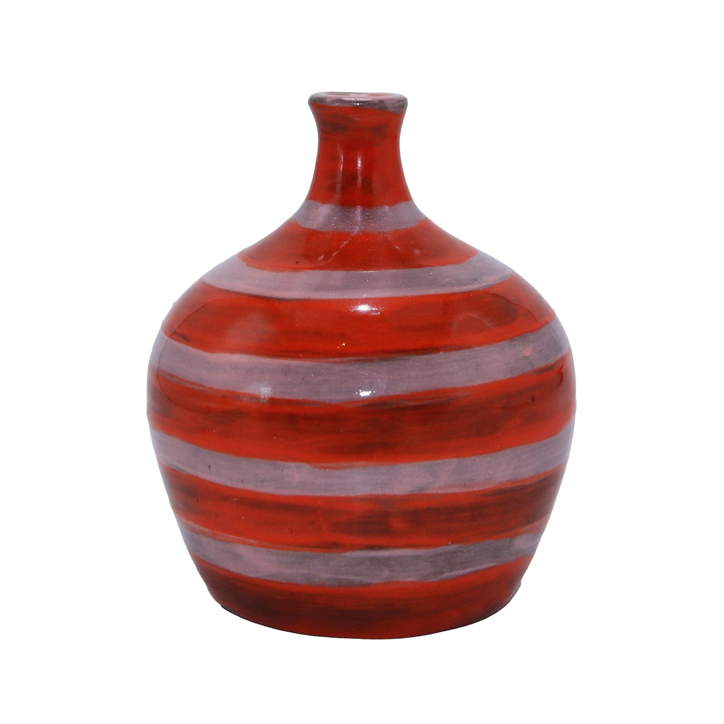 Red and lavender pottery piece by Pamela Reagan