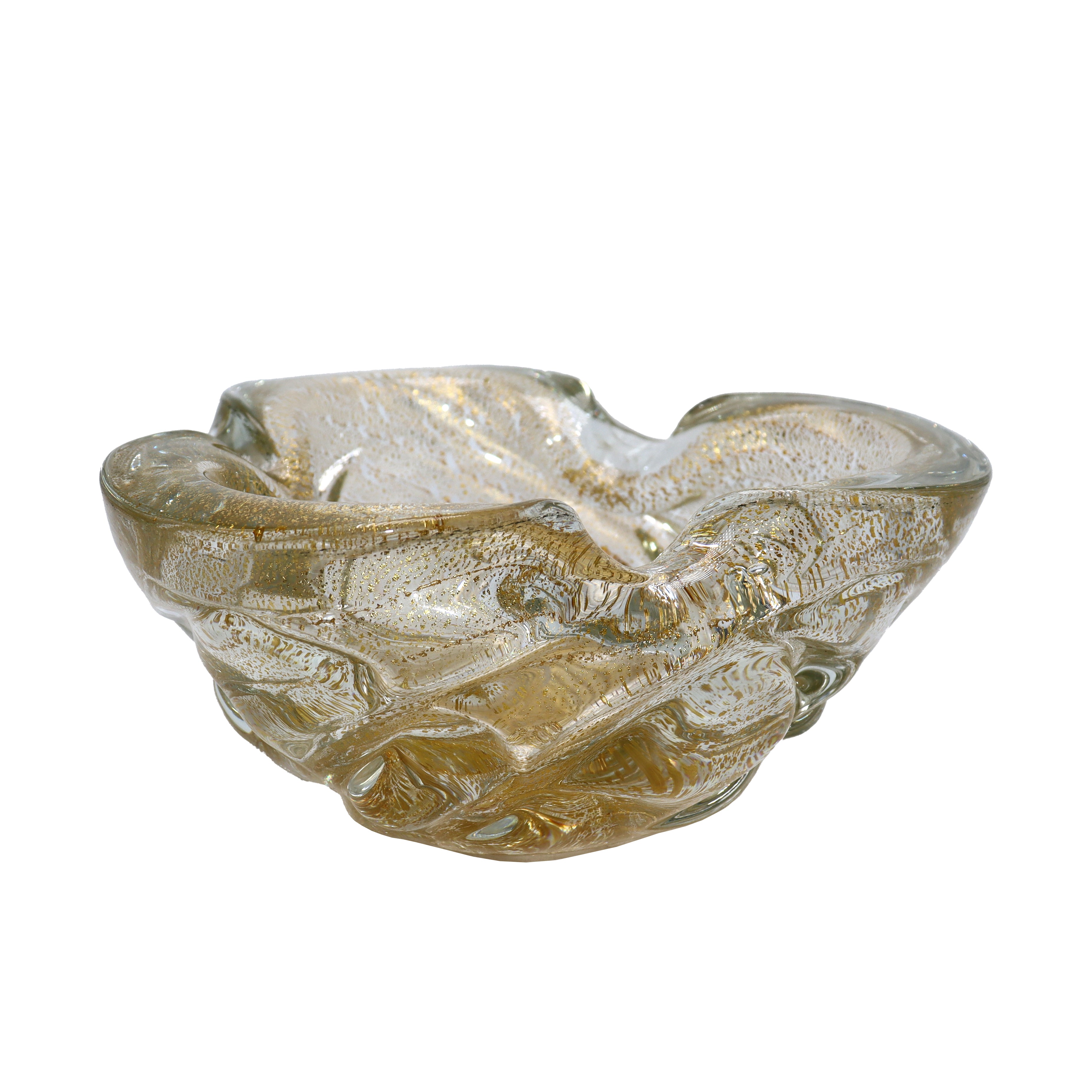 Small gold Murano bowl with gold flecks, c. 1950
