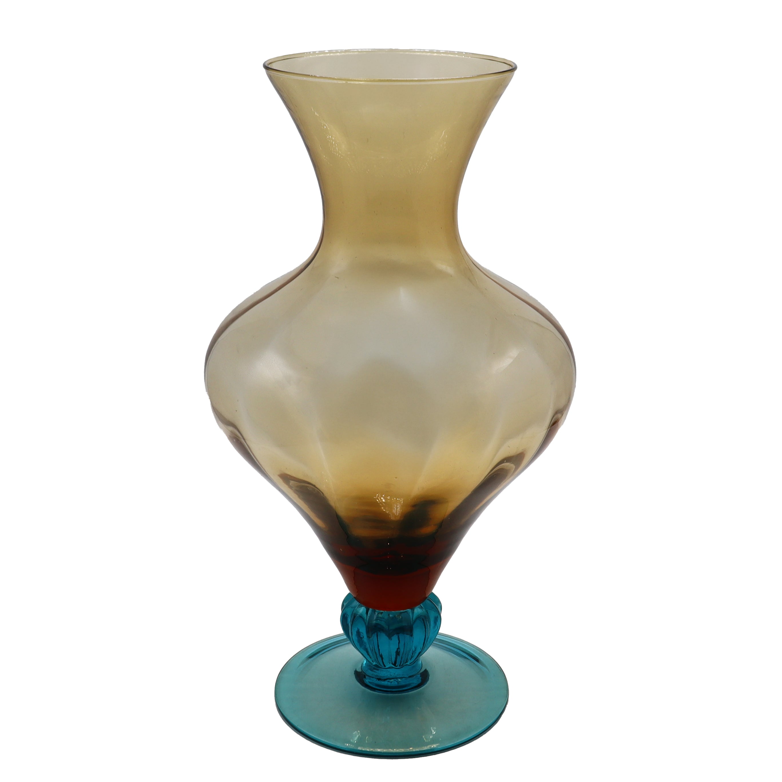 Aqua and yellow Murano Vetro Eseguito vase, c. 1950