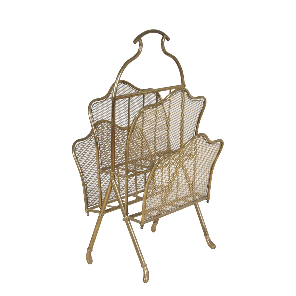Two-tiered brass Magazine Rack, c. 1960 – Jan Showers
